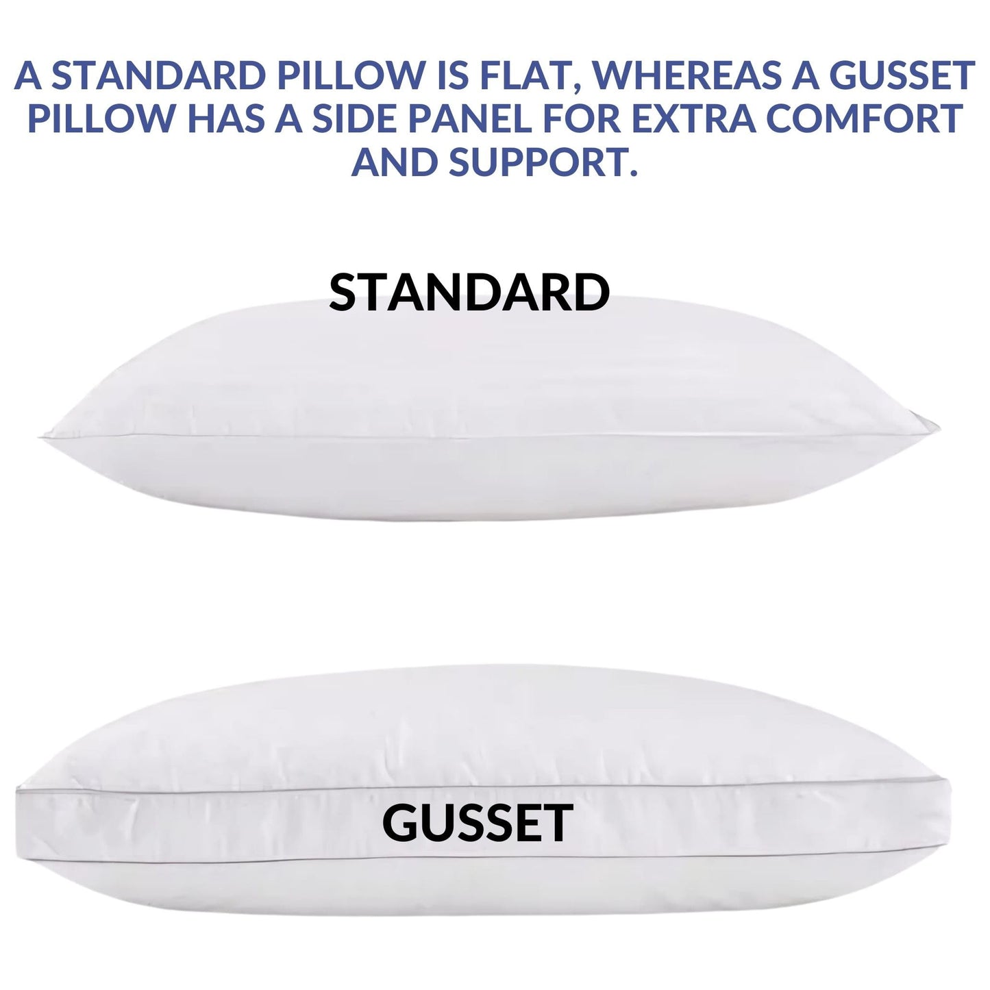 4 Inch Thick Gusseted Box Walled Pillows 2 Pack, Orthopedic Neck & Back Support Bed Pillows Pair, Hypoallergenic & Breathable 250 Thread Count 100% Cotton Outer Cover