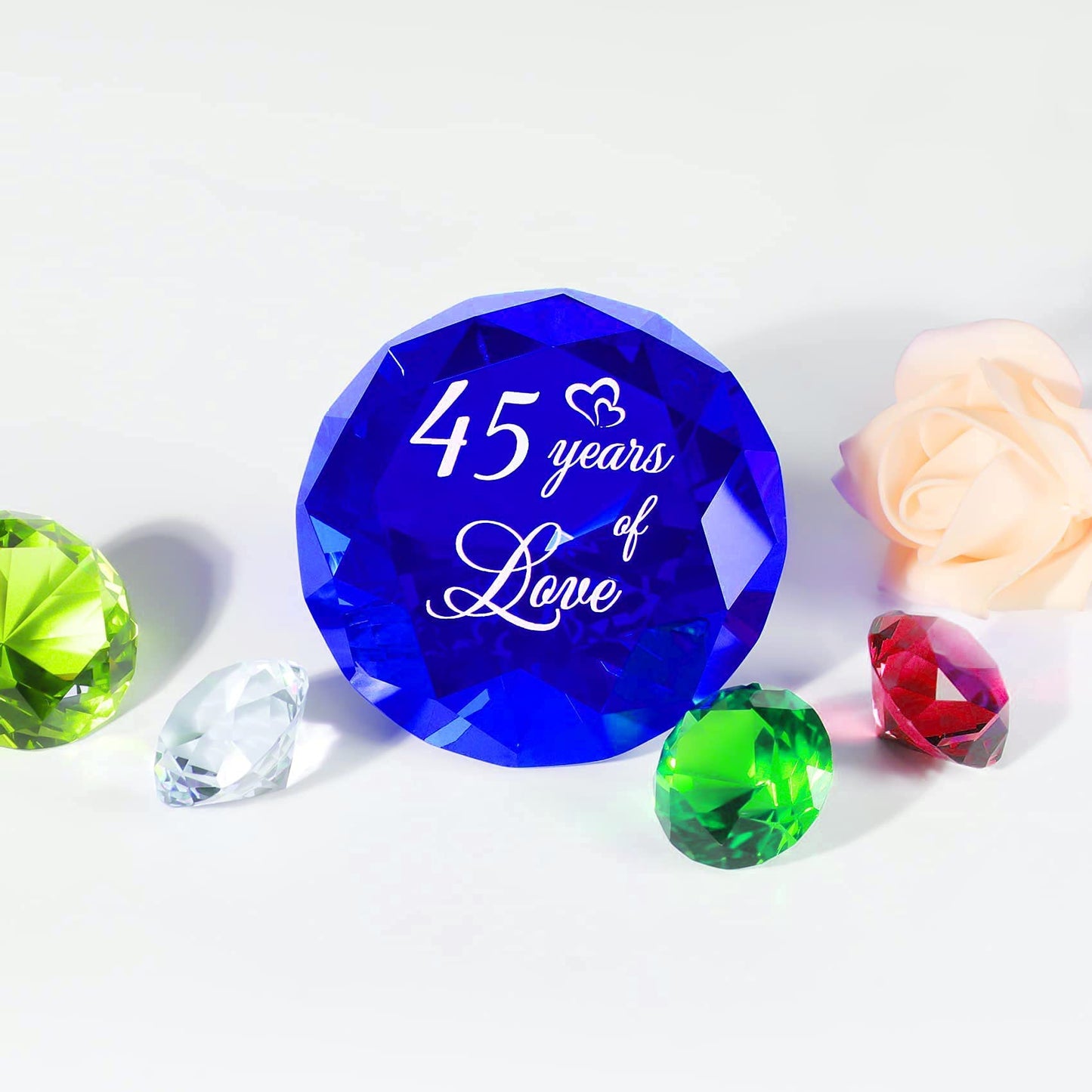 45 Years Anniversary Wedding Gifts for Couple 45th Sapphire Wedding Romantic Gifts for Wife 45 Years of Love Sapphire K9 Crystal Keepsake for Parents 45 Years Sapphire