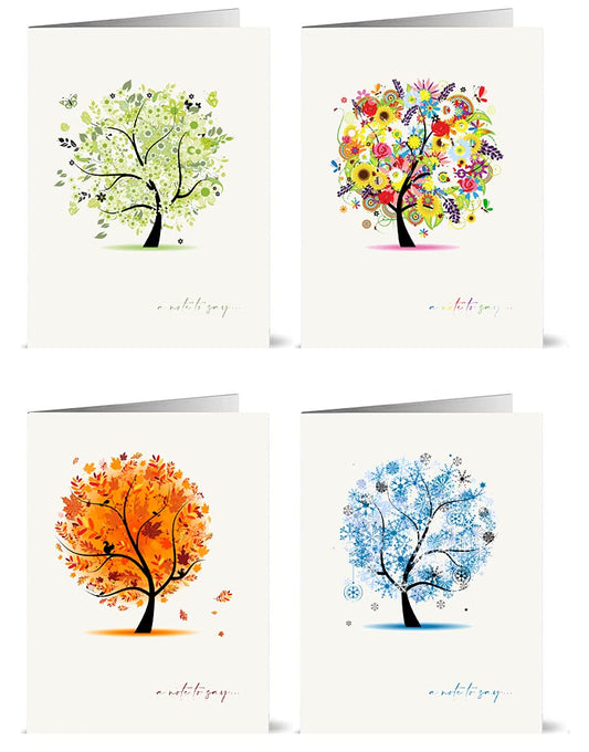 12 x A Note to Say Cards in Each of the Four Seasons: Various Styles (Tree) Tree