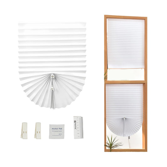 6PCS Temporary Blinds for Windows,Paper Blinds No Drill Blinds Stick On，Temporary Blackout Blinds Pleated Shades Curtains,Light Filtering Privacy Protection,Quick Fix Easy to Install,91*160 CM,White White