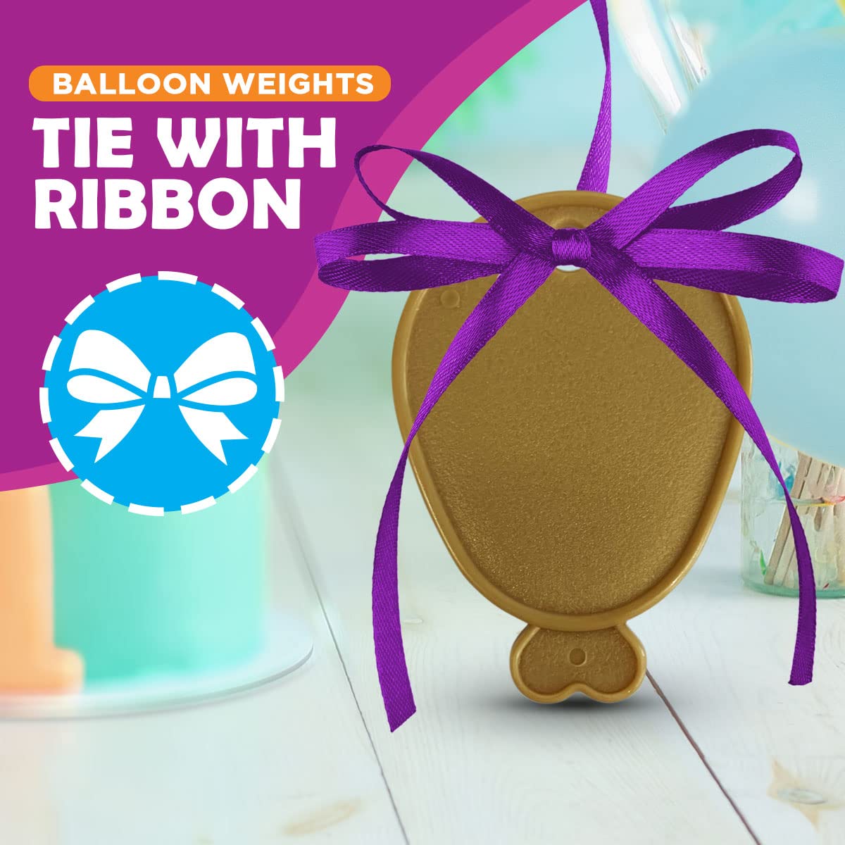 24pk Helium Balloon Weights | Gold Plastic Weights for Balloons | Helium Balloon Weight | Gold Balloon Weight | Baloon Weights | Ballon Weights | Party Accessories