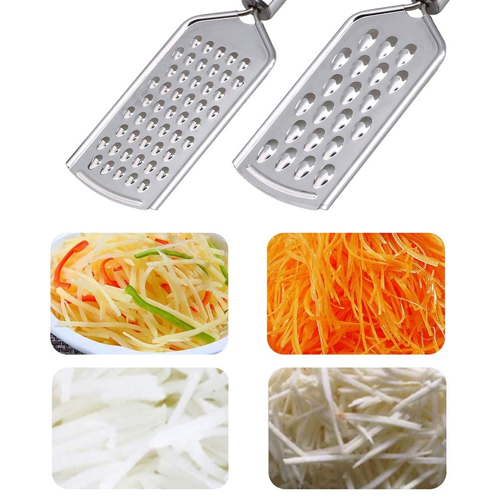 2PCS Kitchen Grater, Cheese Grater Fine Grater for Kitchen with Handle and Razor-Sharp Stainless Steel Blade and for Chocolate, Cheese, Carrot, Ginger, Coconut, Nuts