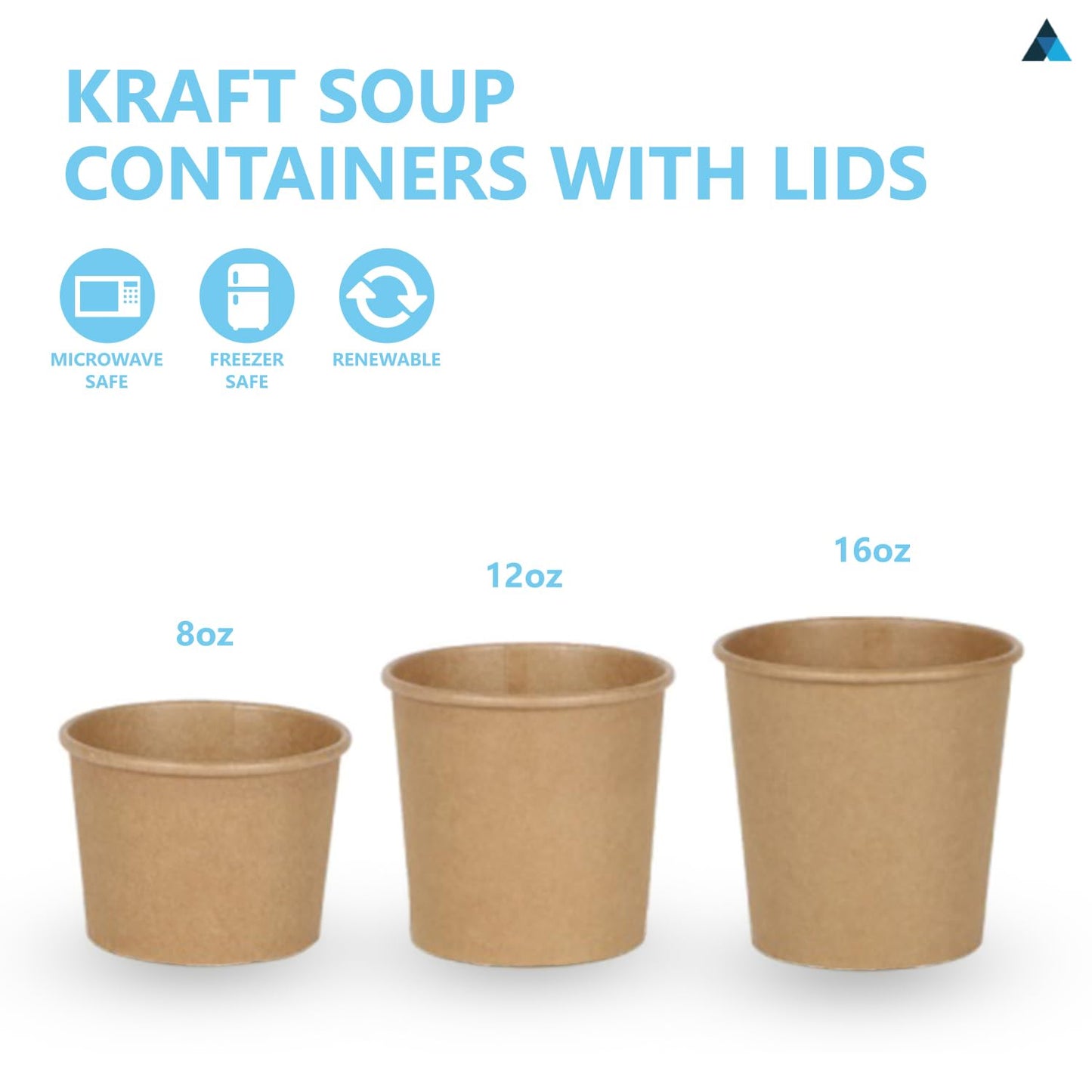 16oz Brown Kraft Disposable Soup Containers with Lids 50 Pcs of Paper Soup Bowls Takeaway Tubs Perfect for Ice Cream and Deli Containers (475ml) 16oz