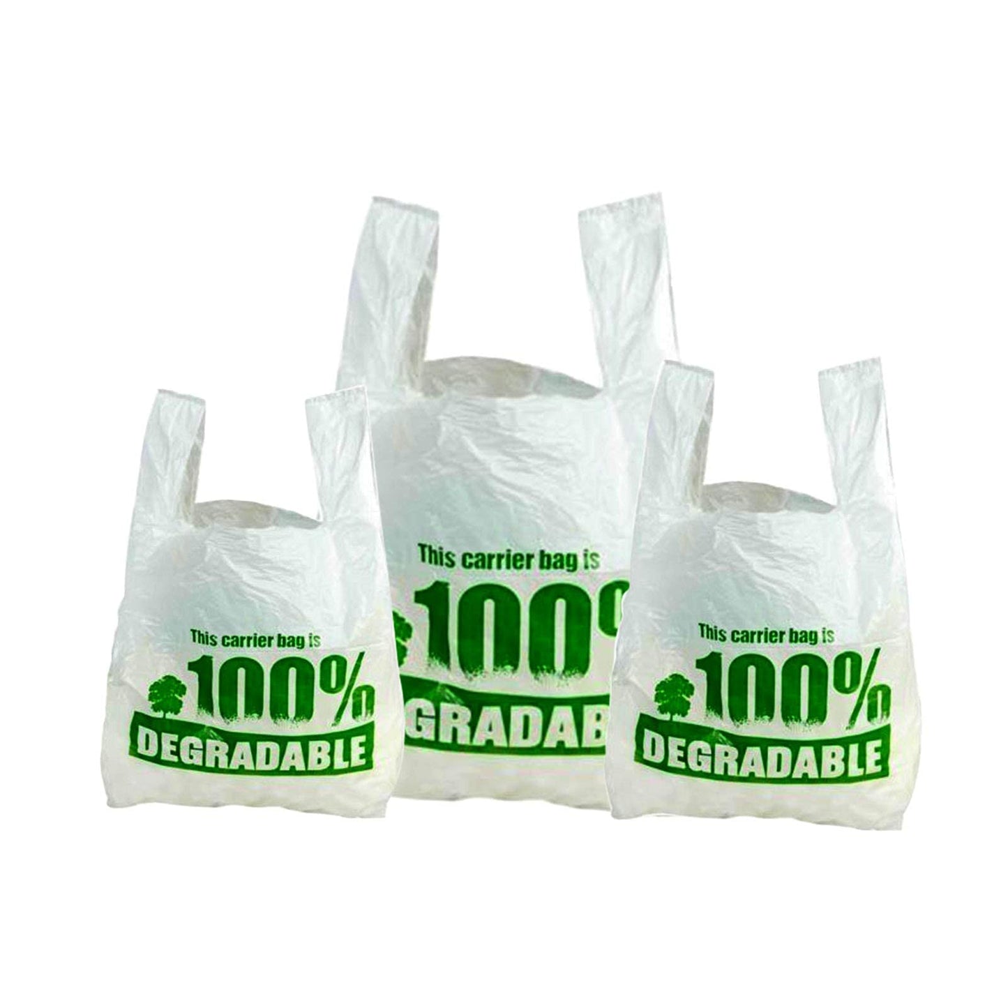 500 Bags of X Large White Vest plastic carrier bags 13 x 19 x 23" - Strong reusable shopping bag 100% degradable - Recycled Eco Friendly Plastic Bags 500 Bags