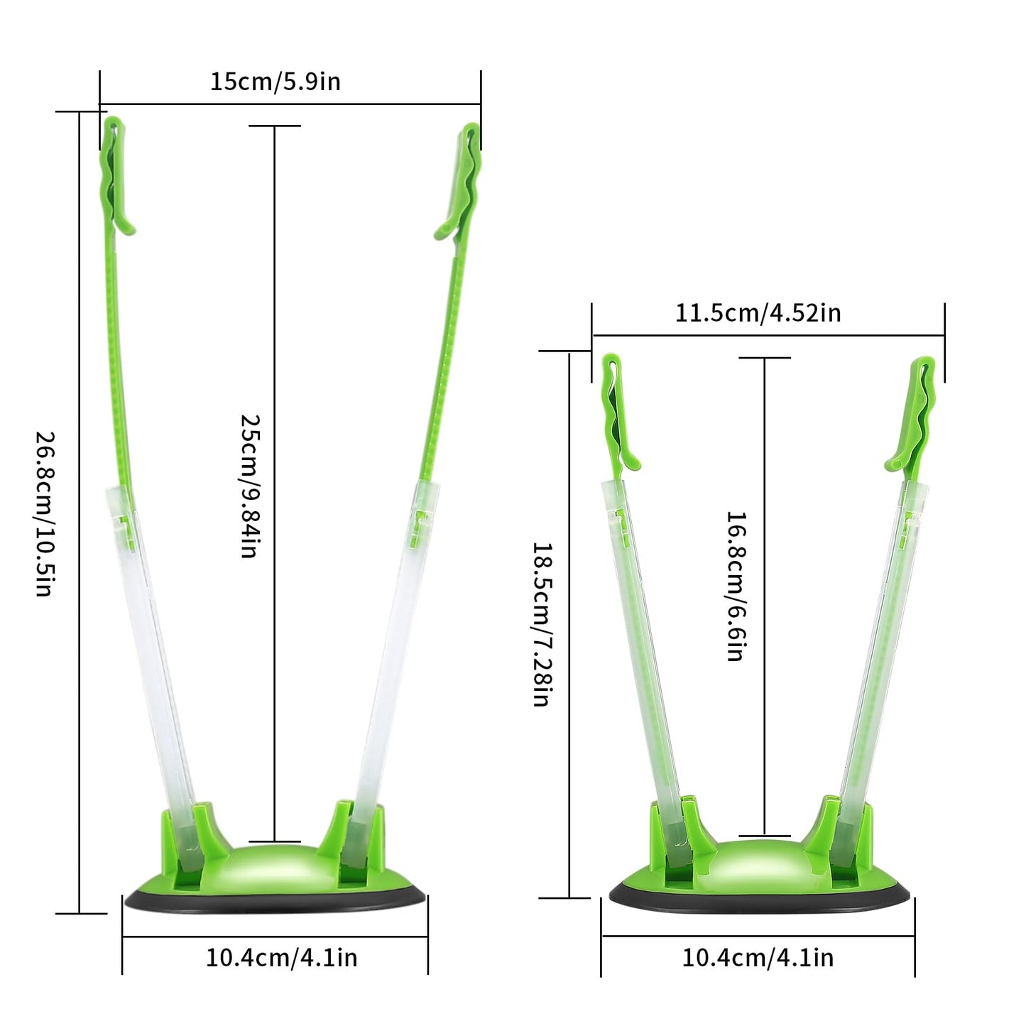 2 Pcs Baggy Racks, Adjustable Sandwich Bag Stand Holders, Food Storage Bags Clips Stands, Plastic Reusable Freezer Bag Racks Holders, Food Prep Bag Holders Stands - Green (2)