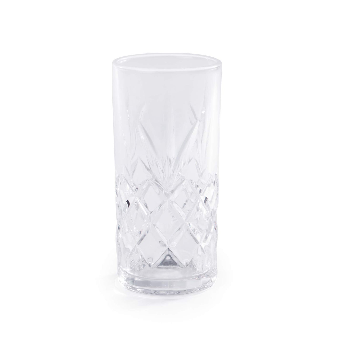 350ml Crystallised Glasses - Set of 6 | Highball Hi Ball Tumblers | Crystal Drinking Glasses | For Cocktails & Soft Drinks | Vintage Glassware | M&W