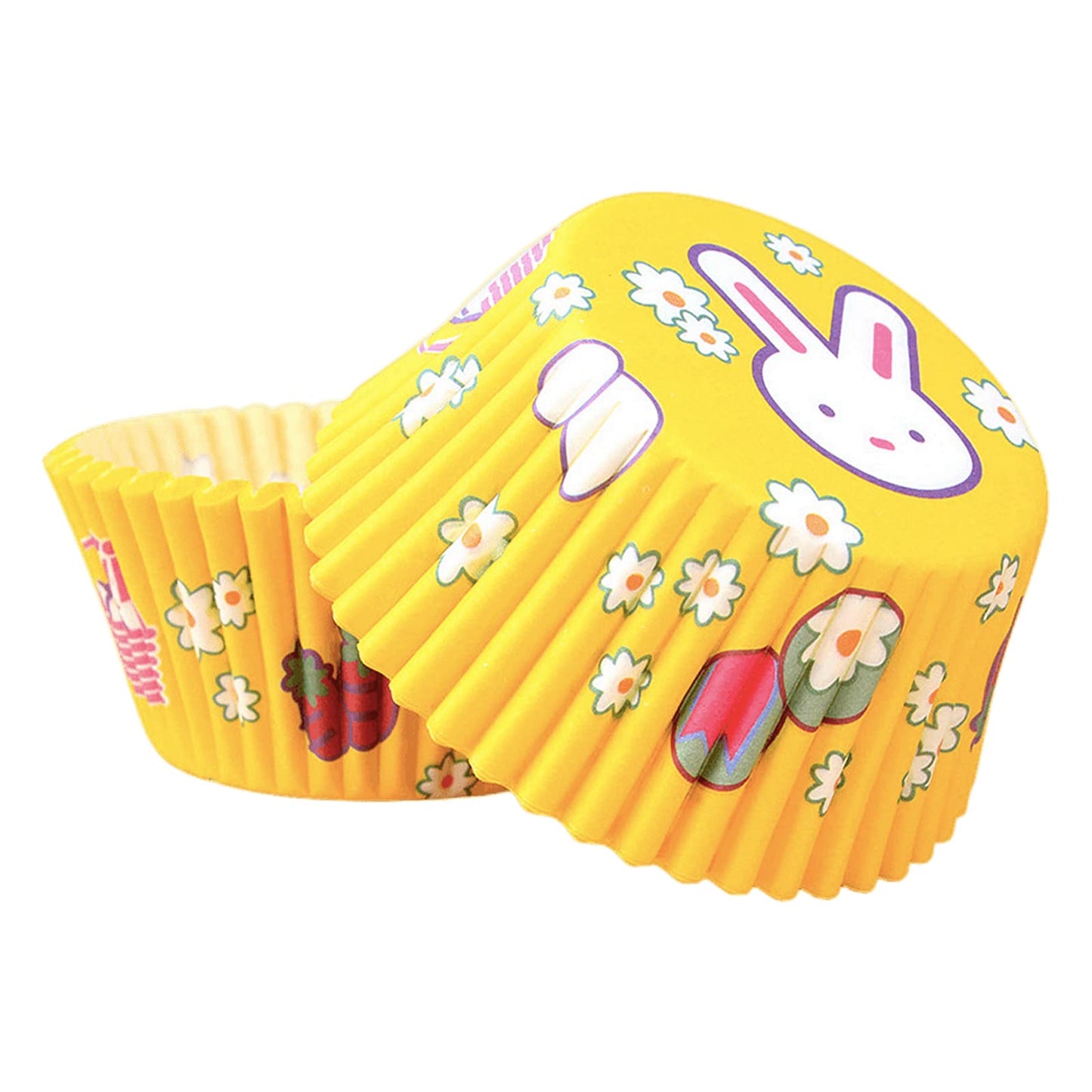 100Pcs Easter Yellow Bunny Paper Cupcake Cases for Baking,Rabbit Muffin Cup Cake Paper Liners Small Muffin Cupcake Wrapper Paper Cases for Easter Wedding Birthday Party Cake Decoration