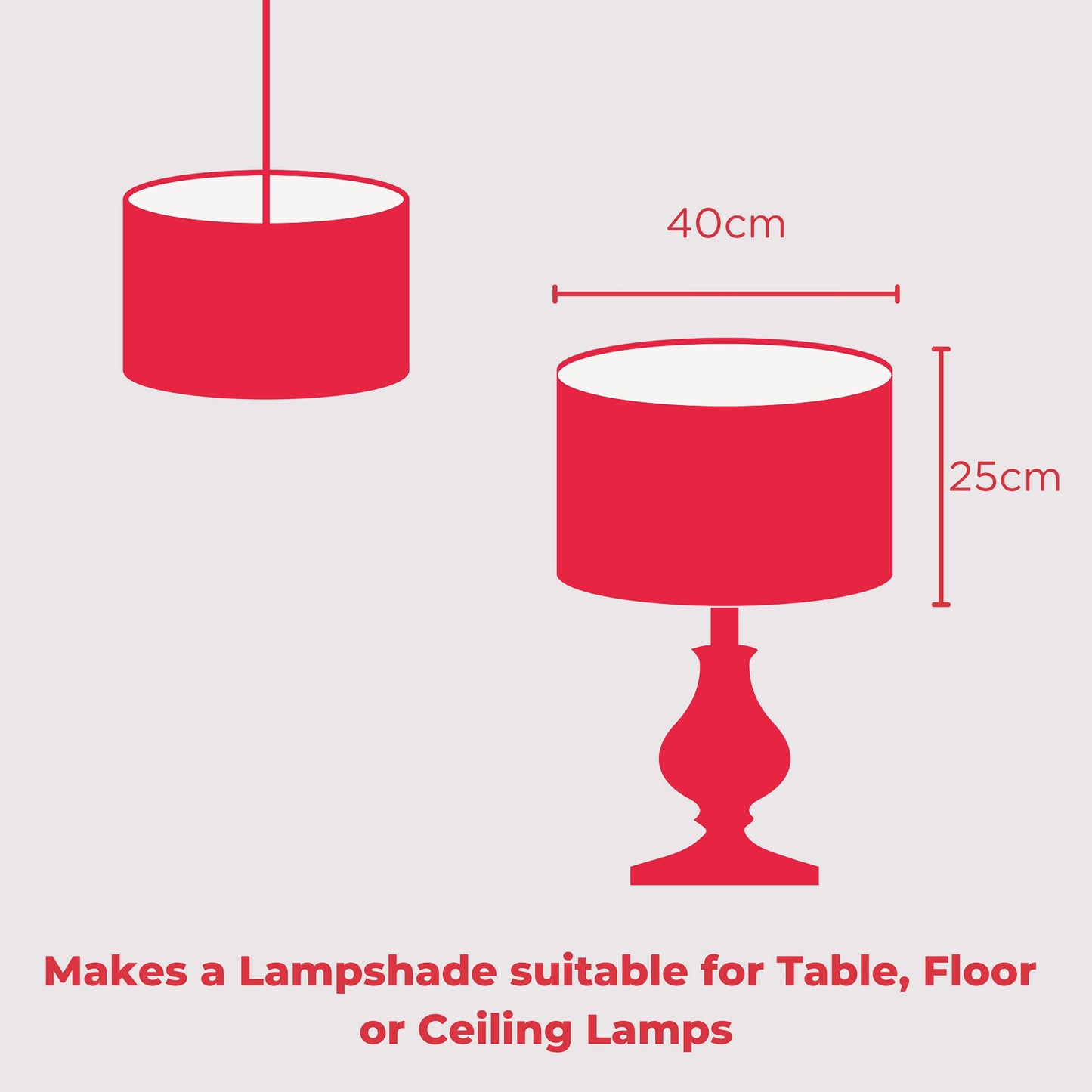 40cm Lampshade Making Kit use with Pendant Ceiling Lights and Table and Floor Lamp, Drum Circle Shape Needcraft UK DIY use with Fabric, Textile, Wallpaper of Choice.