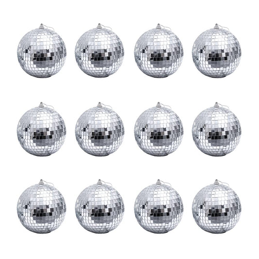 12 Pcs 1.2 Inch Silver Mirror Disco Balls Christmas Tree Bauble Hanging Ball for Home Party Christmas Wedding Decoration Lighting Effect 12 Pcs 1.2 Inch