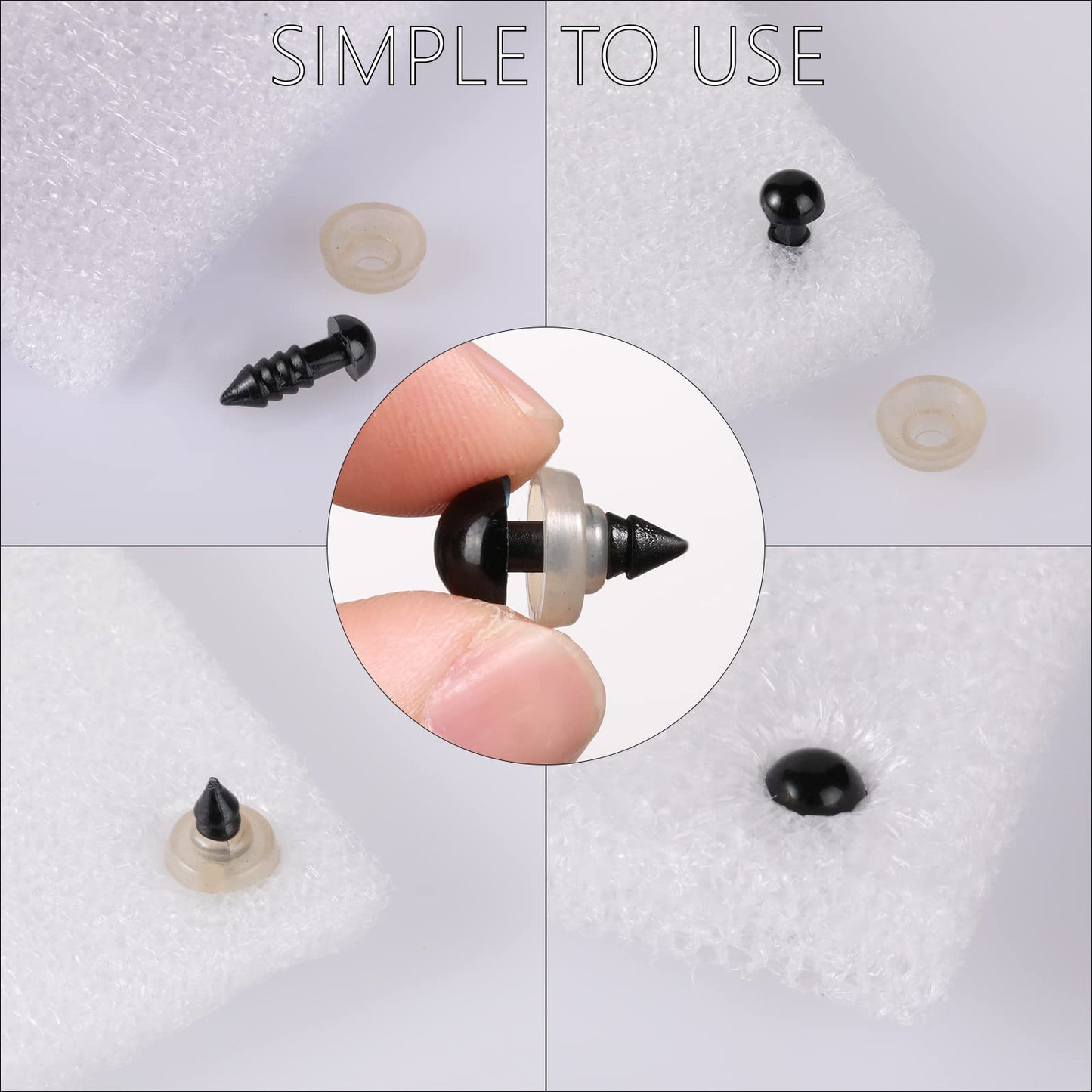 700 Pcs Safety Eyes for Amigurumi Crochet Toys 6-14mm Black Plastic Craft Safety Eyes with Washers Doll Eyes for Stuffed Animals DIY Making Soft Toy Crafts Decorations