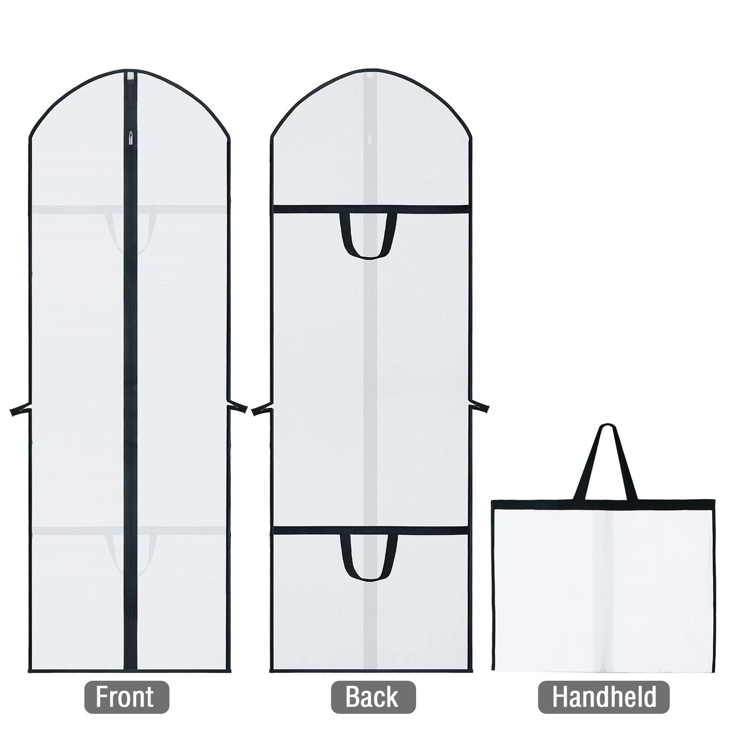 4 Pack Long Dress Covers Garment Storage, Waterproof Moth Proof Coat Bags with Zip PVC Clothes Cover Bag with Handle, Breathable Washable Dustproof Clothes Covers Translucent Suit Bags(60 * 180cm) 4pcs