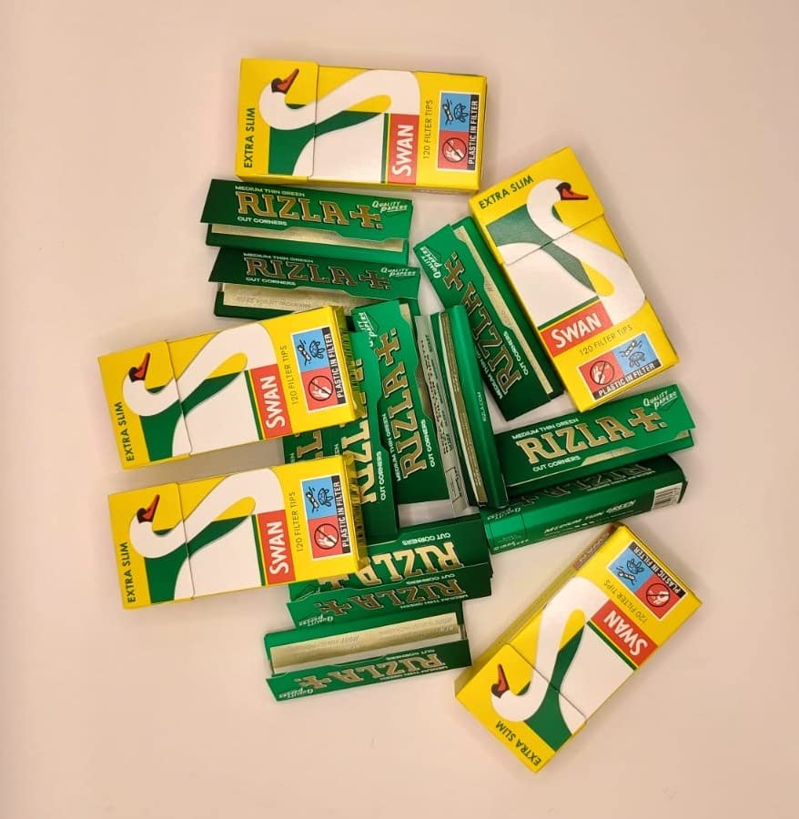 600 Rizla Green Rolling Paper With 600 Swan Extra Slim Filter Tips 600 RIZLA GREEN AND 600 EXTRA SLIM FILTER