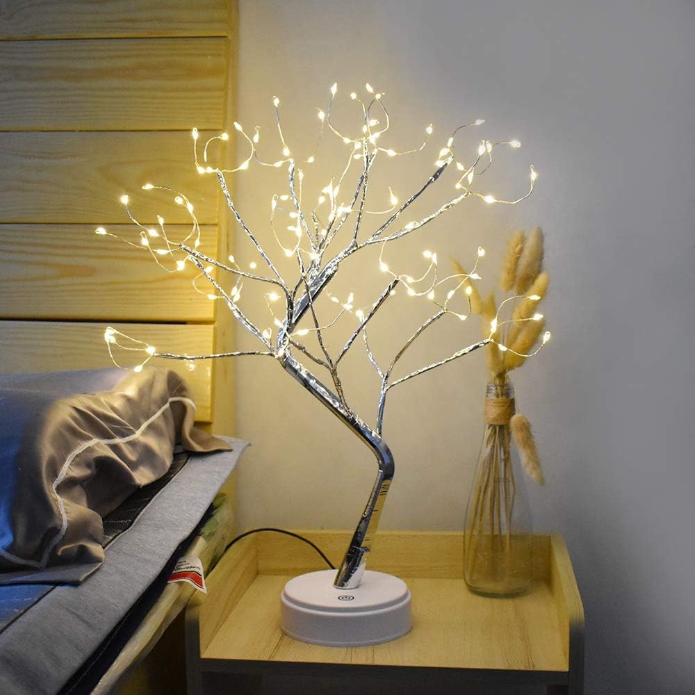 20'' Fairy Light Spirit Christmas Tree,108 LED Warm White Light Starry Copper String Tree Lamp USB or Battery Operated Bedside Lamp, Tree Branch Lights Decor for Christmas Decoration