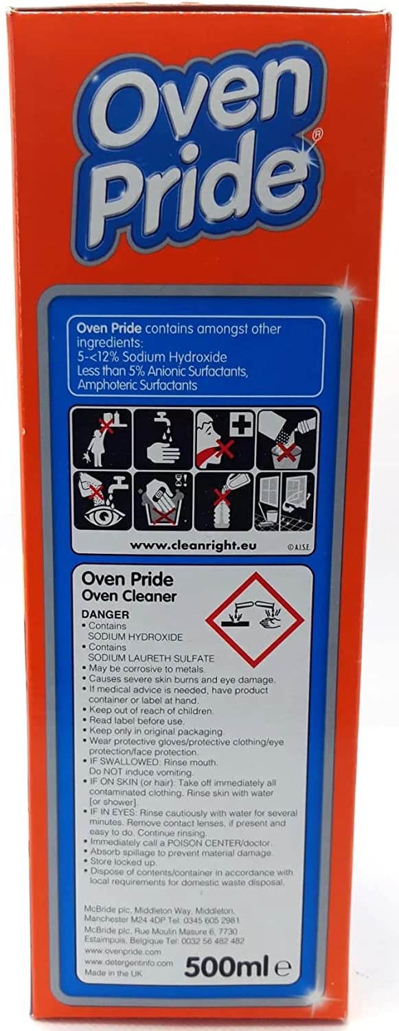 2X Oven Pride Oven Cleaner- 2X 500 ML Bottle - Bags, Gloves and Instructions Included - Complete Oven Cleaning Kit with Scrubbing Pad 2X Oven Pride + Scrubbing Pad