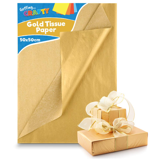 20pk Gold Tissue Paper for Wrapping Gifts | 50cm x 50cm | Gold Foil Sheets | Gold Tissue Paper Sheets | Tissue Paper Gold Foil Wrapping Paper | Gold Tissue Paper Sheets for Wrapping Gold Foil Paper