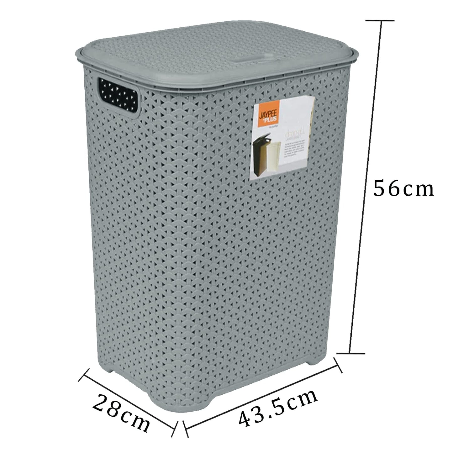 65L Litre Large Laundry Basket With Lid Plastic Rattan Style Knit Design Grey/Silver Laundry Hampers Washing Baskets Bin with Handles Dirty Linen Clothes Laundry Basket Bin for Bathroom Bedroom