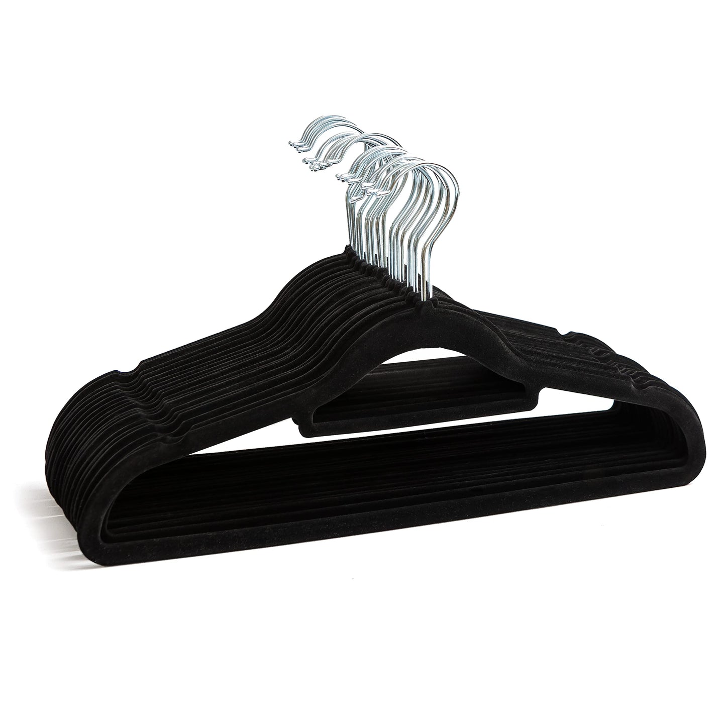 20 Non Slip Velvet Hangers | Heavy Duty Black Felt Coat Hangers |360 Degree Swivel Hooks |Premium Space Saving Design 20