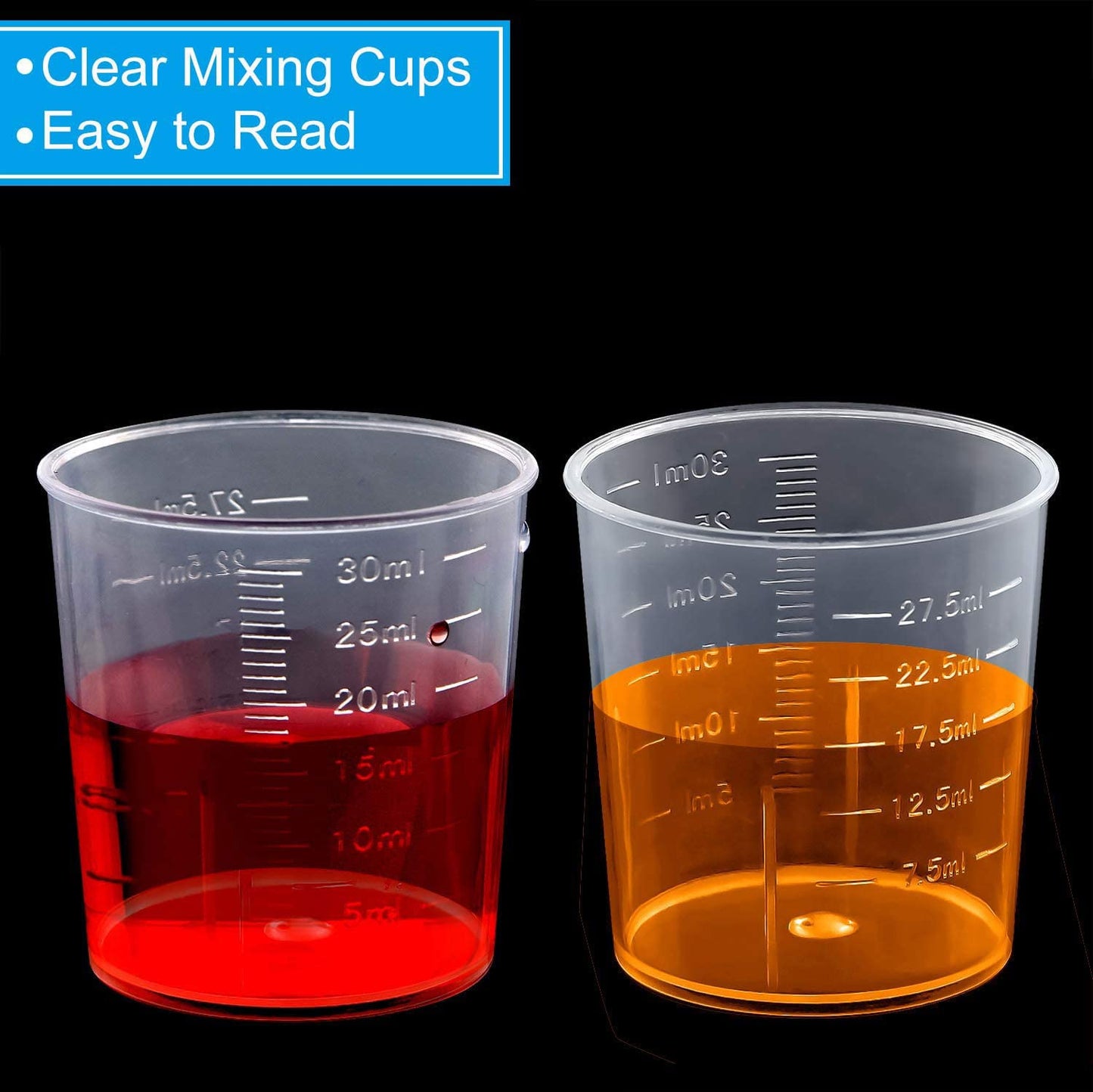 30ml Plastic Liquid Measuring Cups - Mini Clear Kitchen Medicine Cups Transparent Labs Graduated Beakers Baking Cooking Home Lab Measure Tool (10 Packs,1oz,Transparent) 10 Pcs