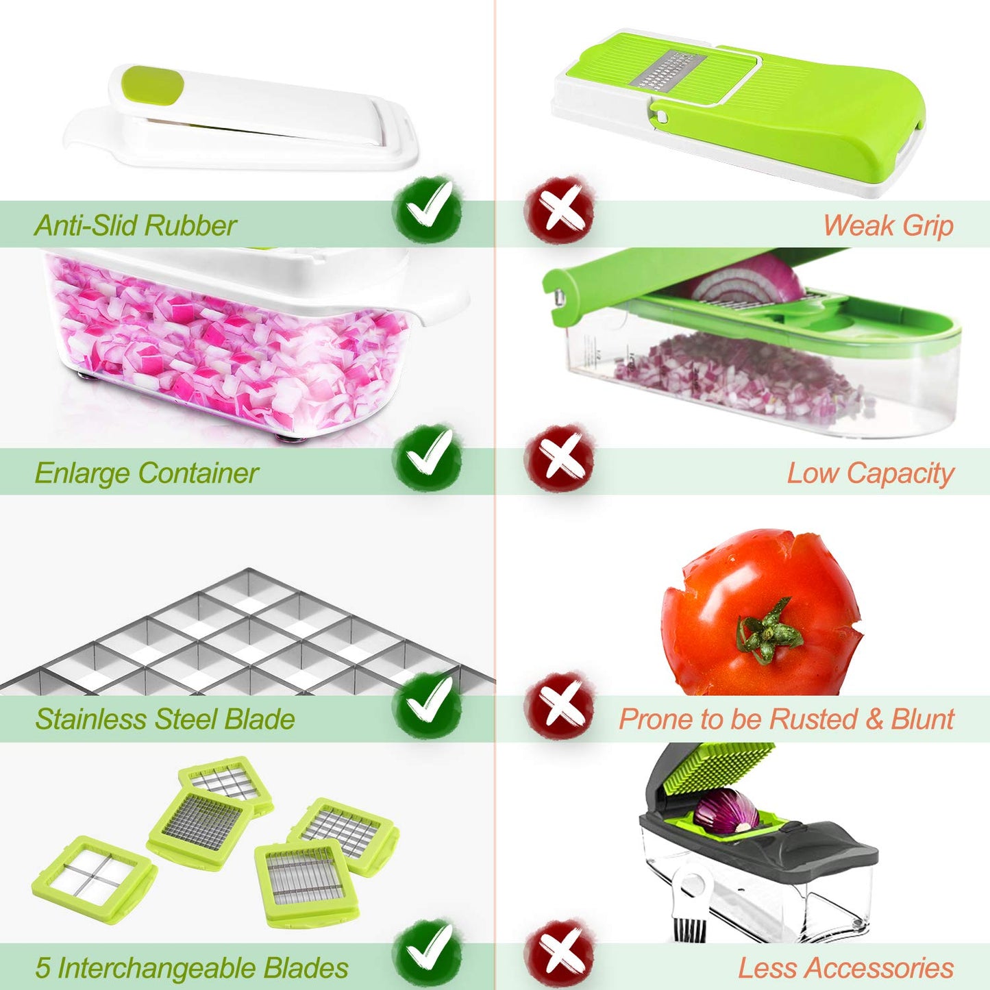 12 in 1 Vegetable Chopper Vegetable Dicer Multifunctional Vegetable Cutter Salad Chopper Onion Chopper Potato Cutter Onion Dicer Veg Dicer Veg Chopper with Container, Peeler, Cleaning Brush