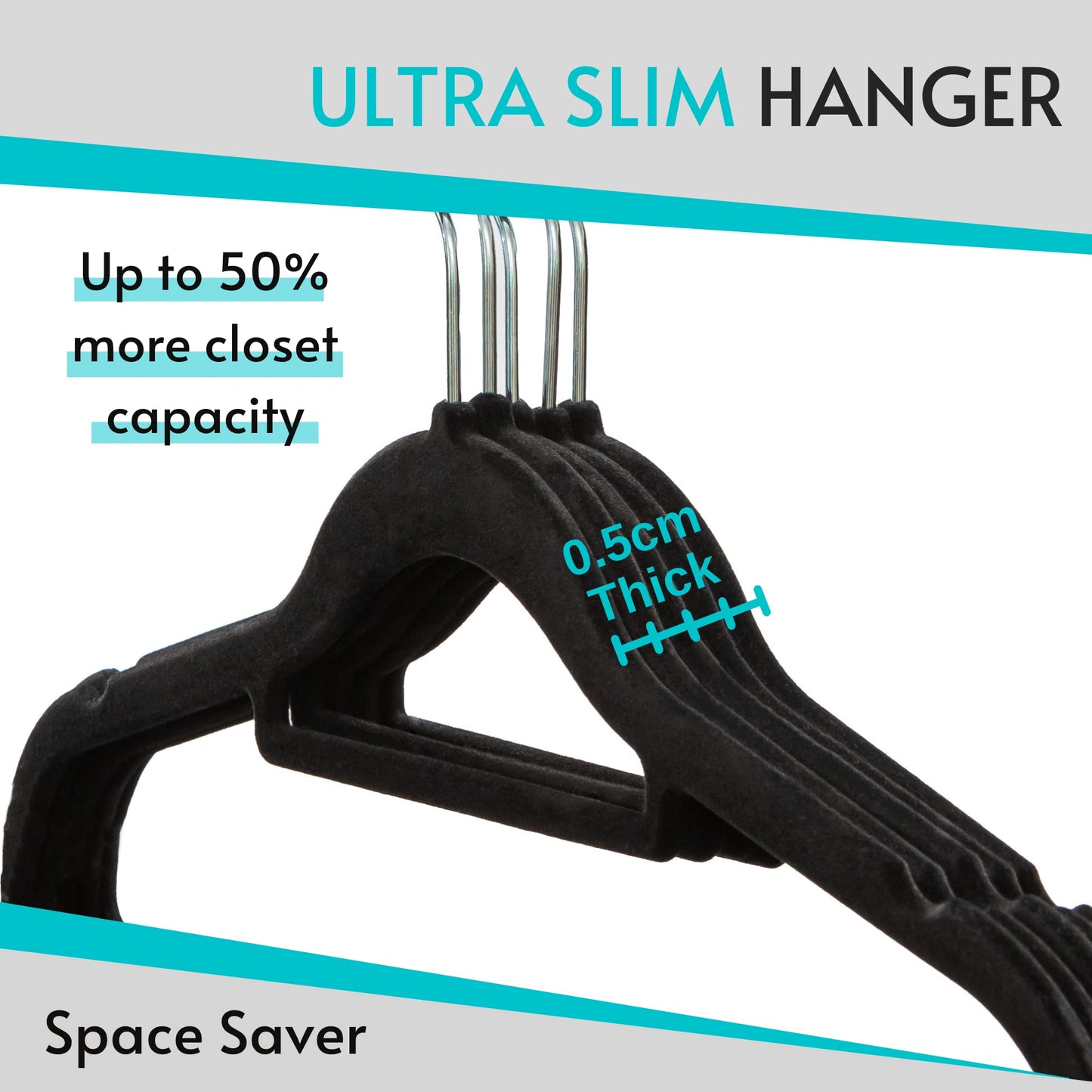 20 Non Slip Velvet Hangers | Heavy Duty Black Felt Coat Hangers |360 Degree Swivel Hooks |Premium Space Saving Design 20