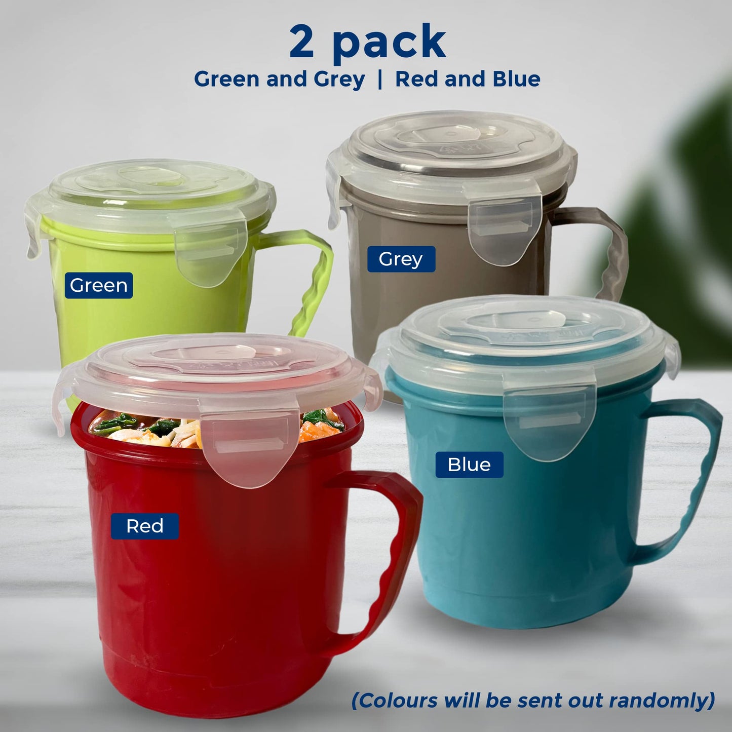 2pk Soup Containers with Lids | Microwavable Soup Mug with Lid | 700ml Microwave Bowl Soup Containers | Dishwasher Safe Soup Cup | Soup Mugs Microwavable for Home & Office with Leak Proof Lids