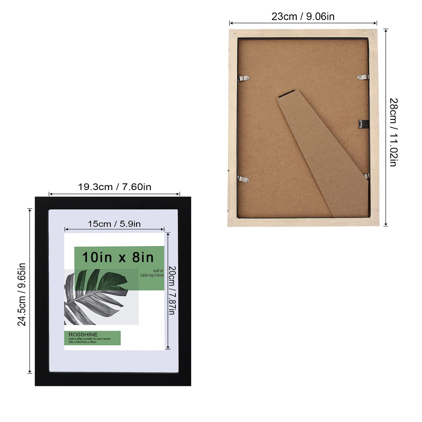 10X8 Black Photo Frames with Mount, 4pack Solid Wood 8x10 Picture Frames for Wall or Tabletop, Premium 8X10 Black Frame with Safe Perspex 10x8