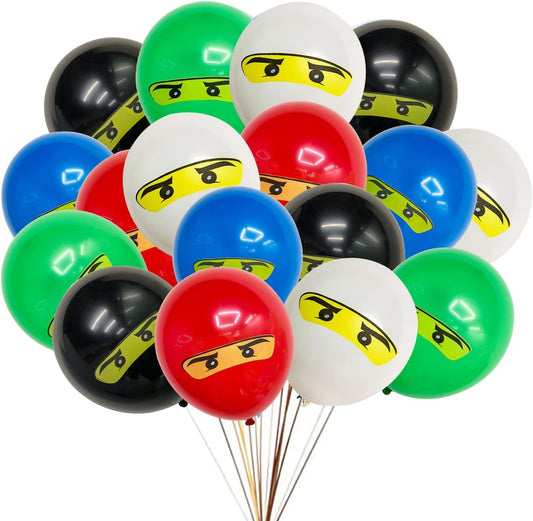 30 Pcs Ninjago Balloons, 12 inch Latex Balloons Pack, Suitable for Ninjago Themed Decorations for Children's Birthday Parties, Multicoloured Balloons for Kids Birthday Party Decorations