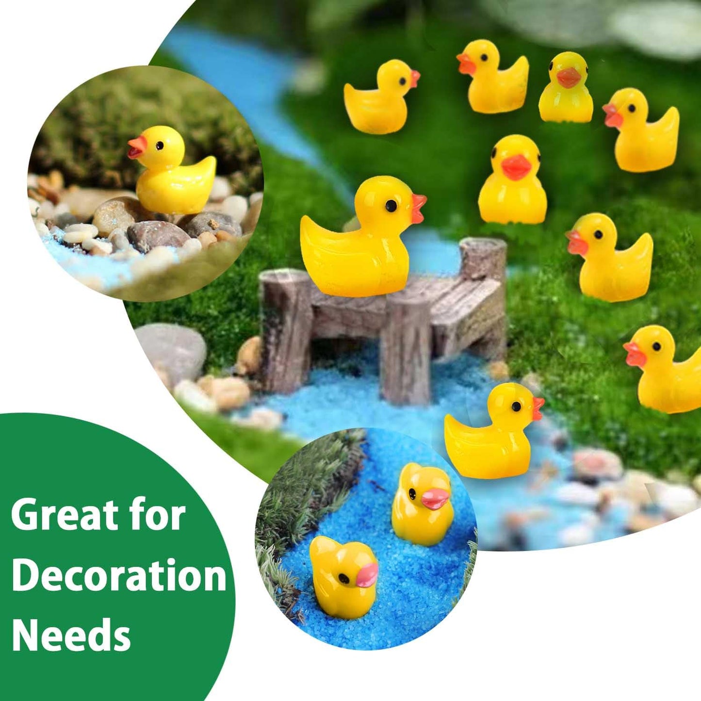 100PCS Mini Resin Ducks, Realistic Shape Tiny Ducks Cute Miniature Toy Baby Bath Time Toys Mini Rubber Ducks Ornaments for Aquariums, Dollhouses, Potted Plants, Garden Landscapes Decoration 100Pcs-Yellow