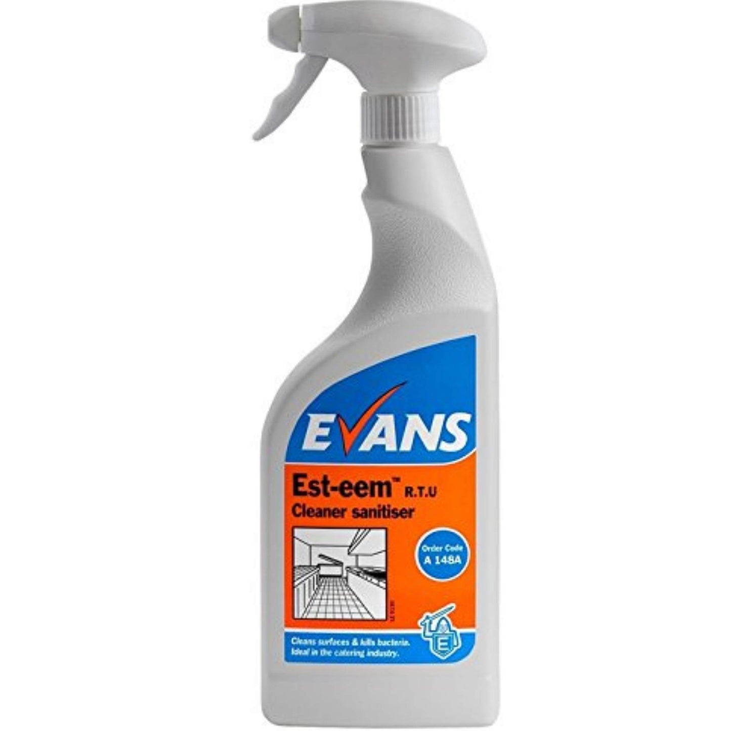 6 x Evans Est-eem Unperfumed Ready to Use Anti Bacterial Cleaner Sanitiser and Terminal Disinfectant 750ltr bottles