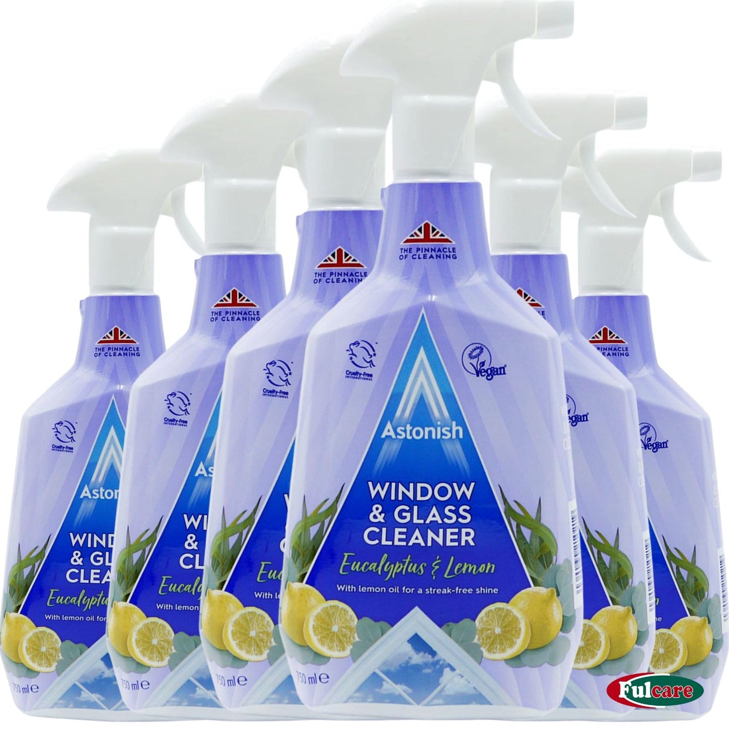 12 x Astonish Natural Window & Glass Vinegar Based Trigger Spray Cleaner 750ML