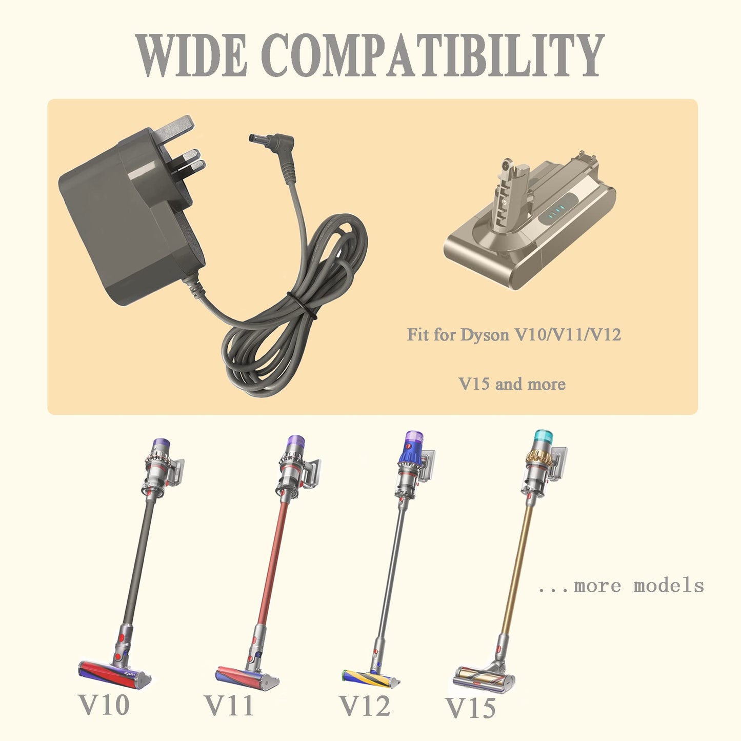 30.45V Battery Charger for Dyson V10 V11 SV12 SV14 SV15 SV20 Replacement Power Adapter For Dyson Absolute Animal Cordless Handheld Vacuum Cleaner