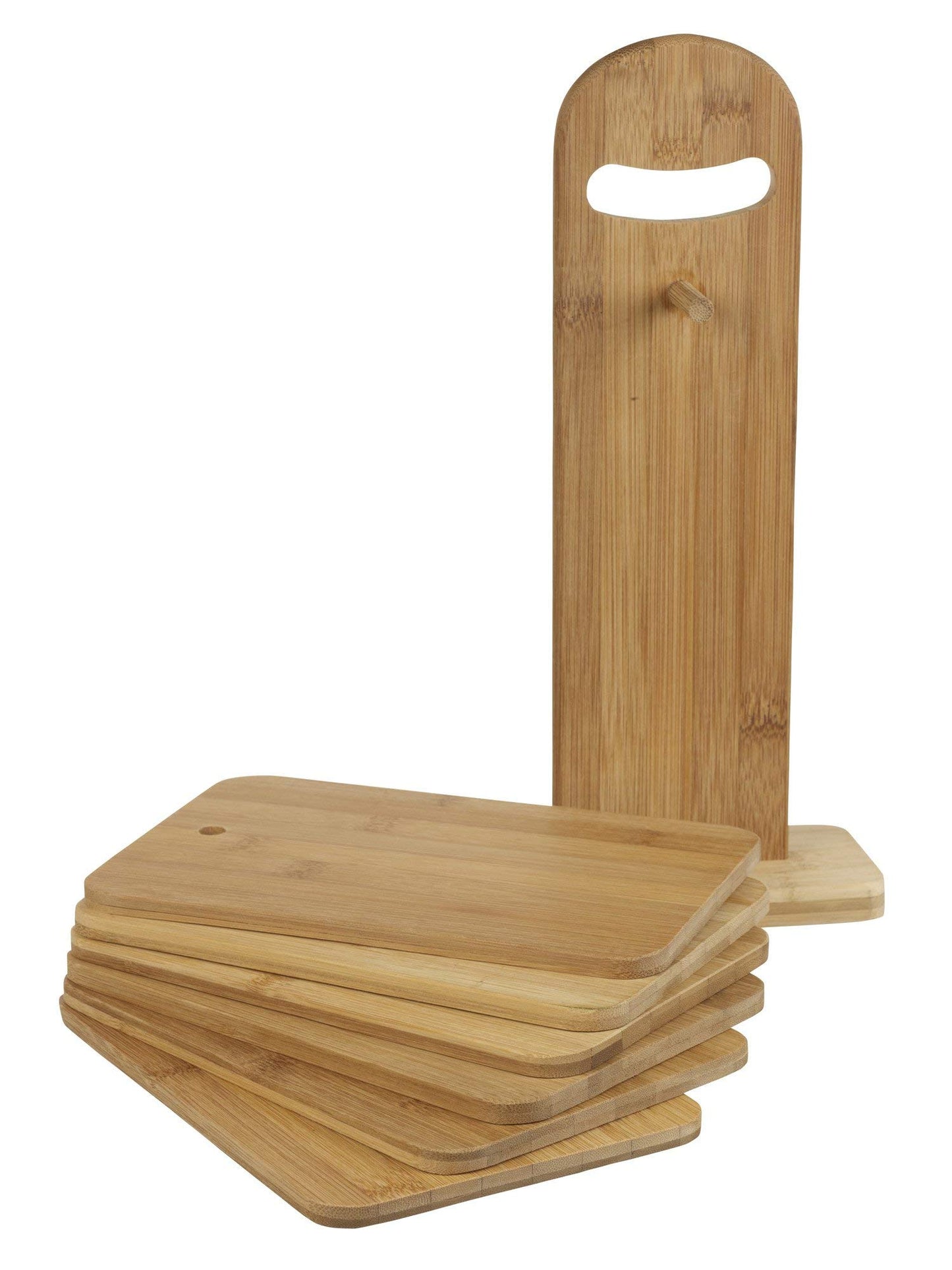 6 Piece Multi Purpose Bamboo Chopping Board Set with Display Stand