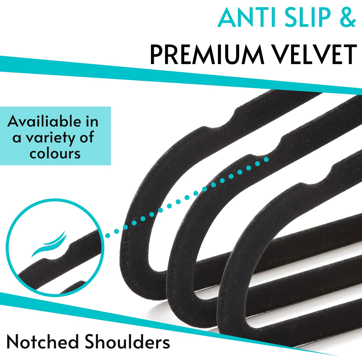 20 Non Slip Velvet Hangers | Heavy Duty Black Felt Coat Hangers |360 Degree Swivel Hooks |Premium Space Saving Design 20