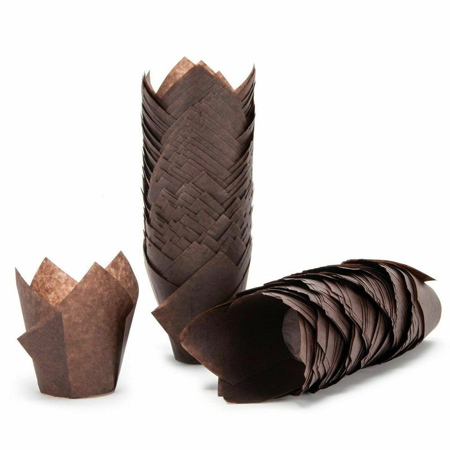 50 Bakery Direct Chocolate Brown Tulip Muffin Wraps Cases Premium Recyclable Paper