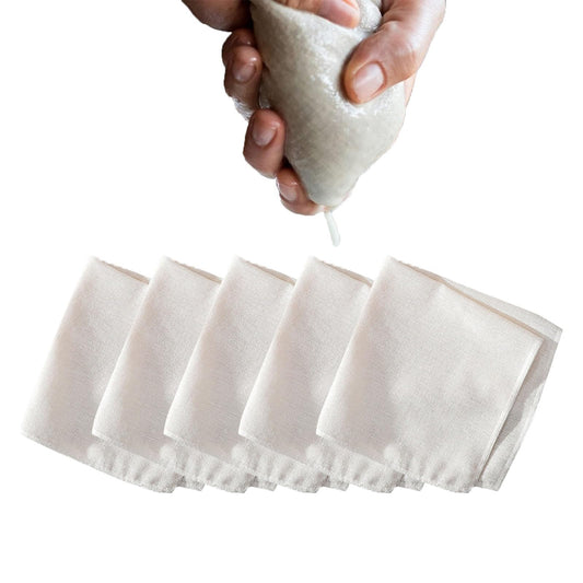 5Pcs Cheese Cloths for Straining,Muslin Cloths for Cooking,Unbleached Pure Cotton Cheese Cloths,Reusable Muslin Cloth for Straining, Fit for Straining Fruit Milk Filter in Home (50x50cm)