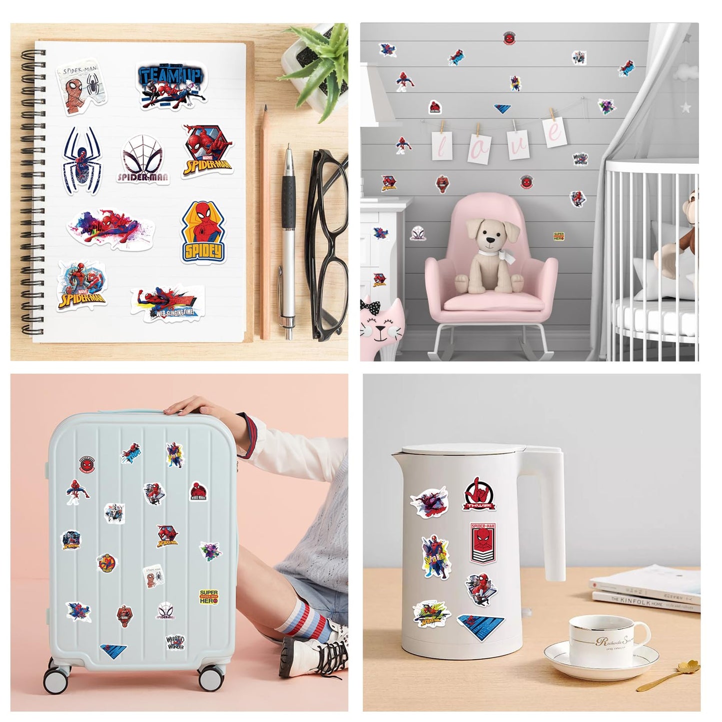 50Pcs Spiderman Stickers for Kids,Personalized Kids Stickers for Water Bottle, MacBook, Car, Bumper, Luggage, Laptop,Waterproof Vinyl Aesthetic Stickers for Adults Teens Boys Girl