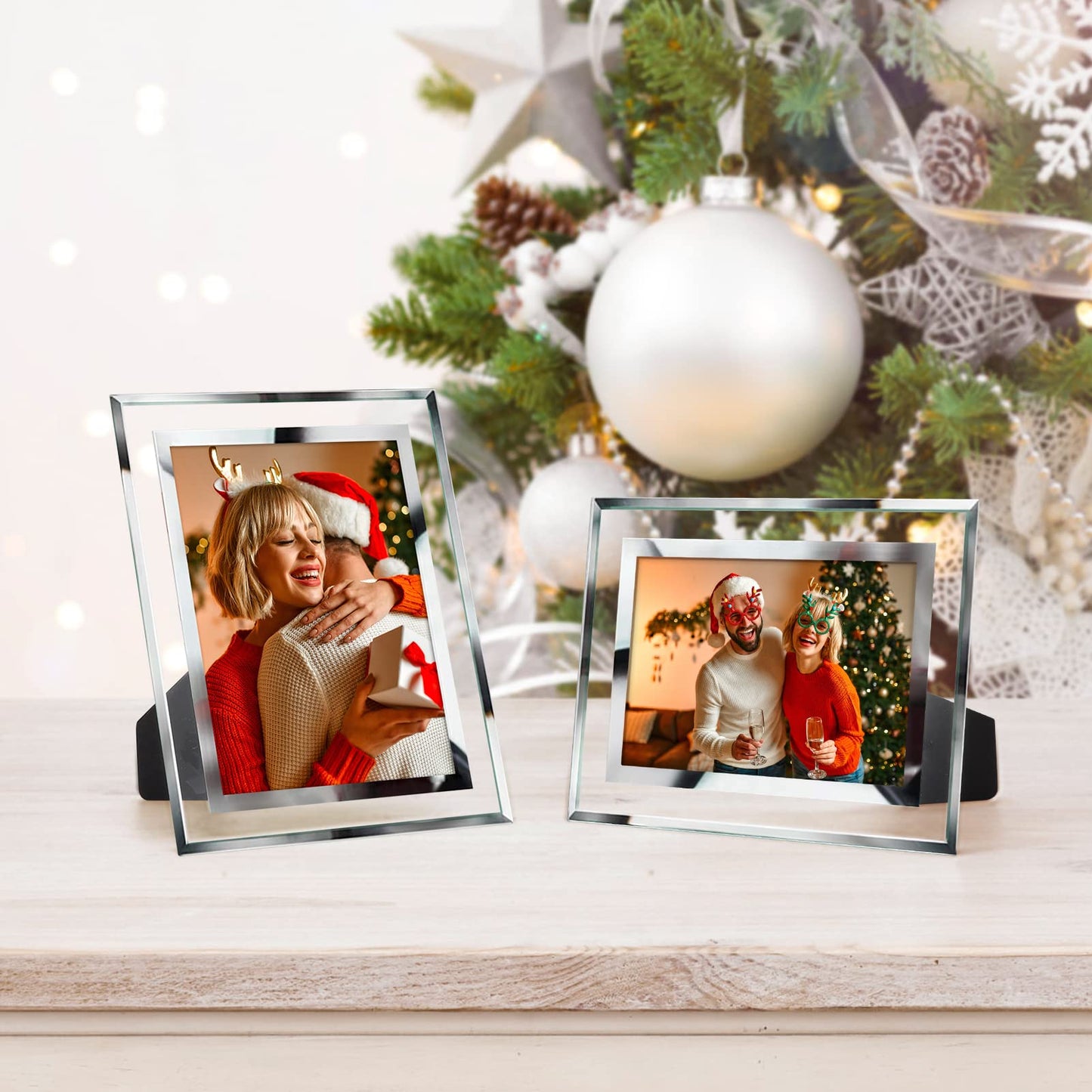 4x6 Picture Frames, Mirrored Glass Photo Frame 4 by 6 for Tabletop Display Horizontally or Vertically, 6 Pack Clear 4x6 inch