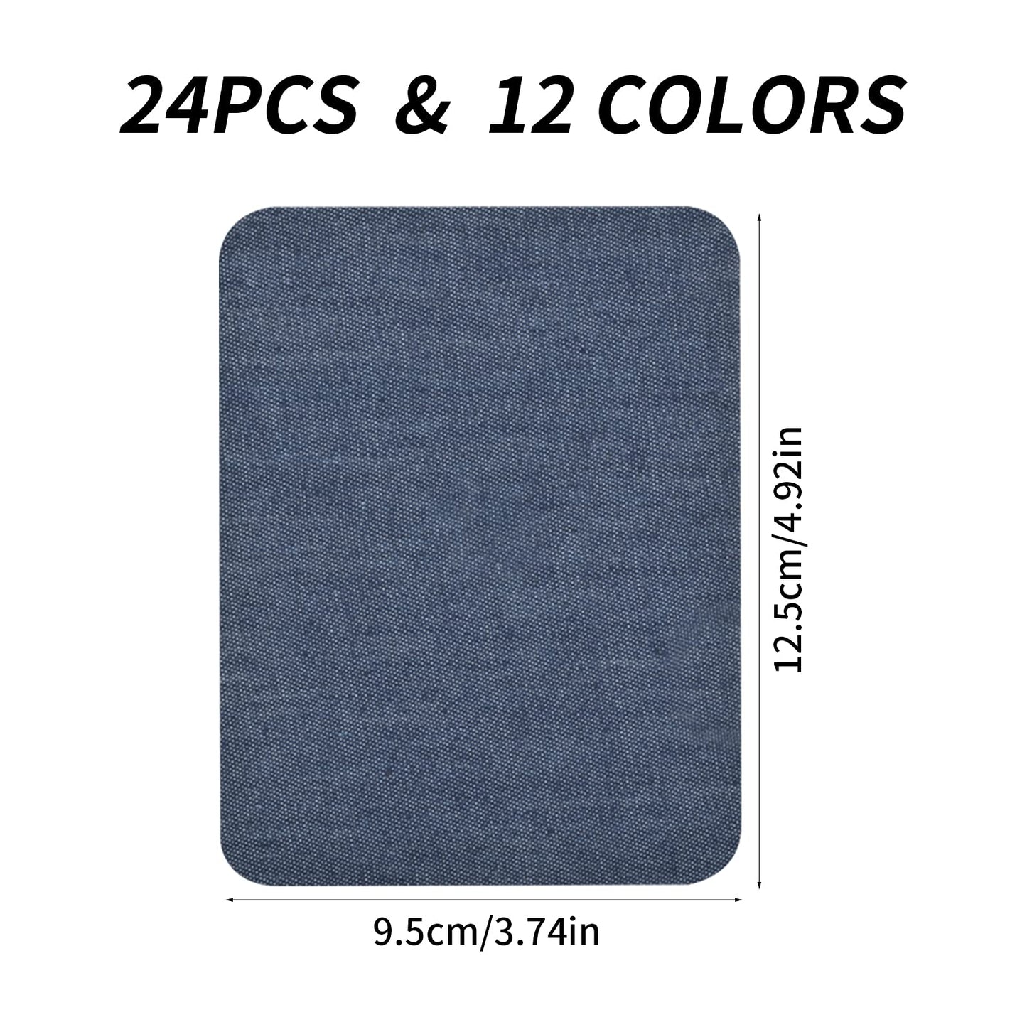 24Pcs Iron-on Patches Repair Patches for Clothing Self-Adhesive Square Felt Patches Iron on for Inside Jeans and Clothing Repair (9.5X 12.5cm)