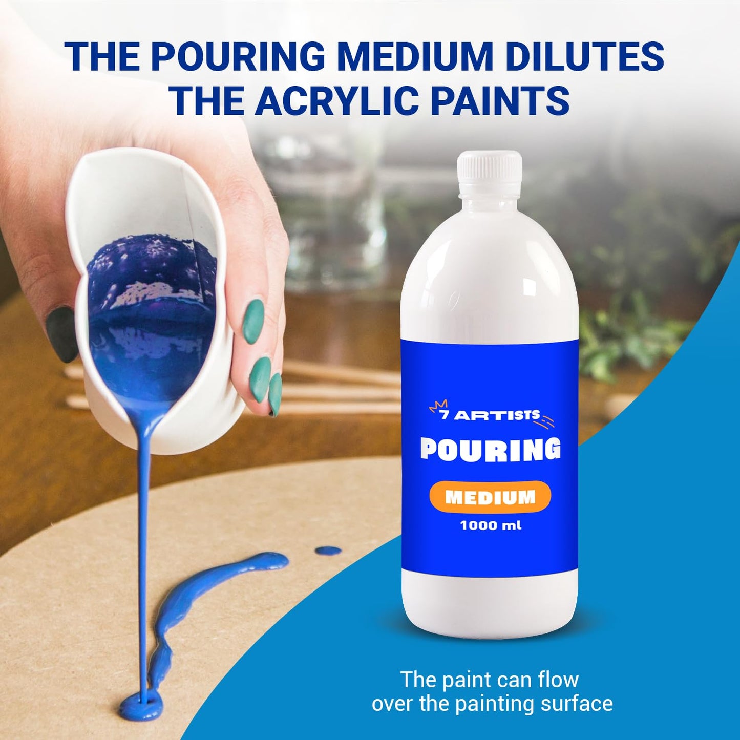 7 Artists Professional Pouring Medium For Acrylic Paint 1000 ml - Acrylic Pouring Medium | Paint Pouring Kit | Acrylic Pouring Paint Set | Acrylic Pouring Kit 1000 ml Pouring Medium