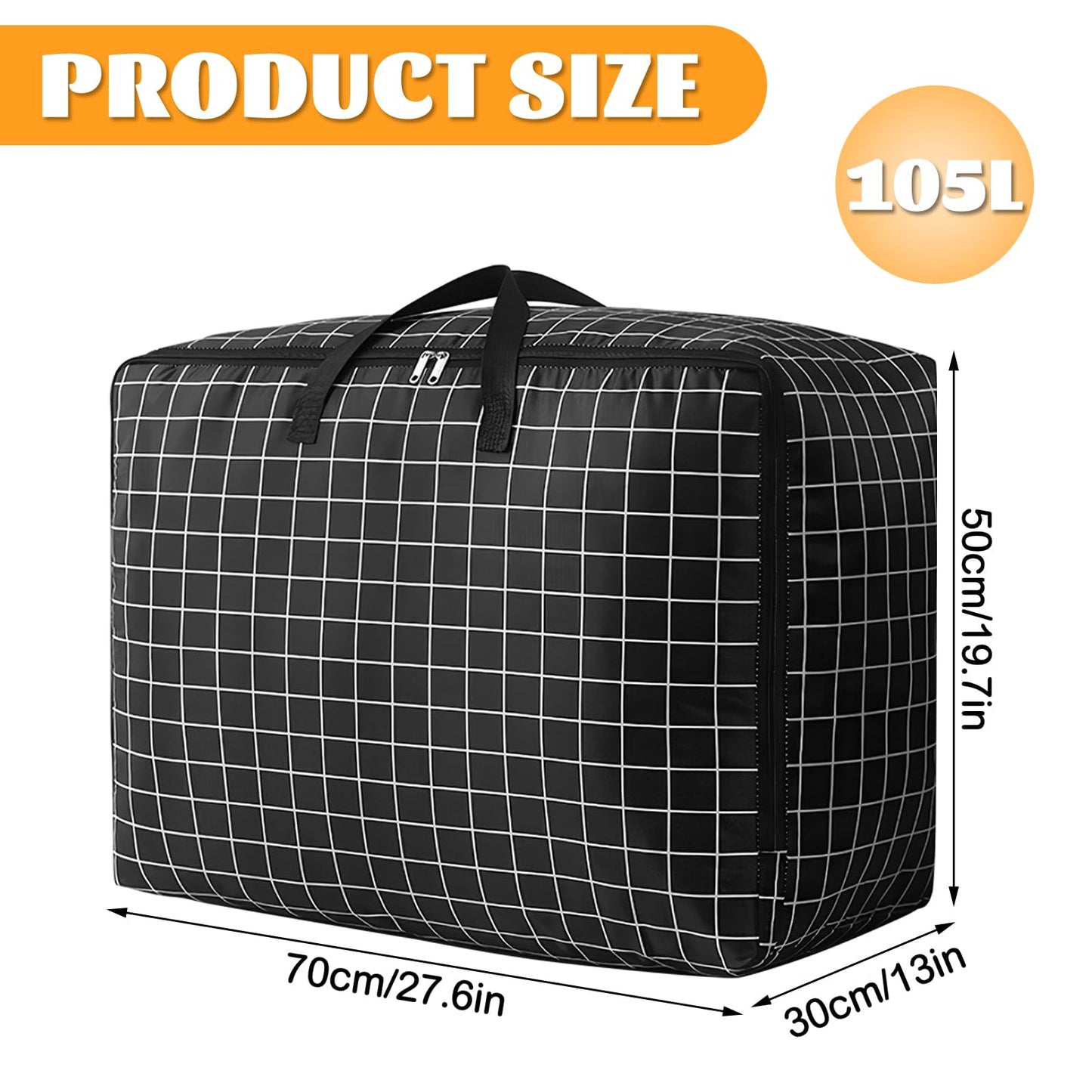 4 Pcs 105L Large Storage Bag, Extra Large Storage Bag with Zips for Moving House Storage Clothes Bedding Duvet Quilt Blankets Waterproof Moving Totes 4*105L