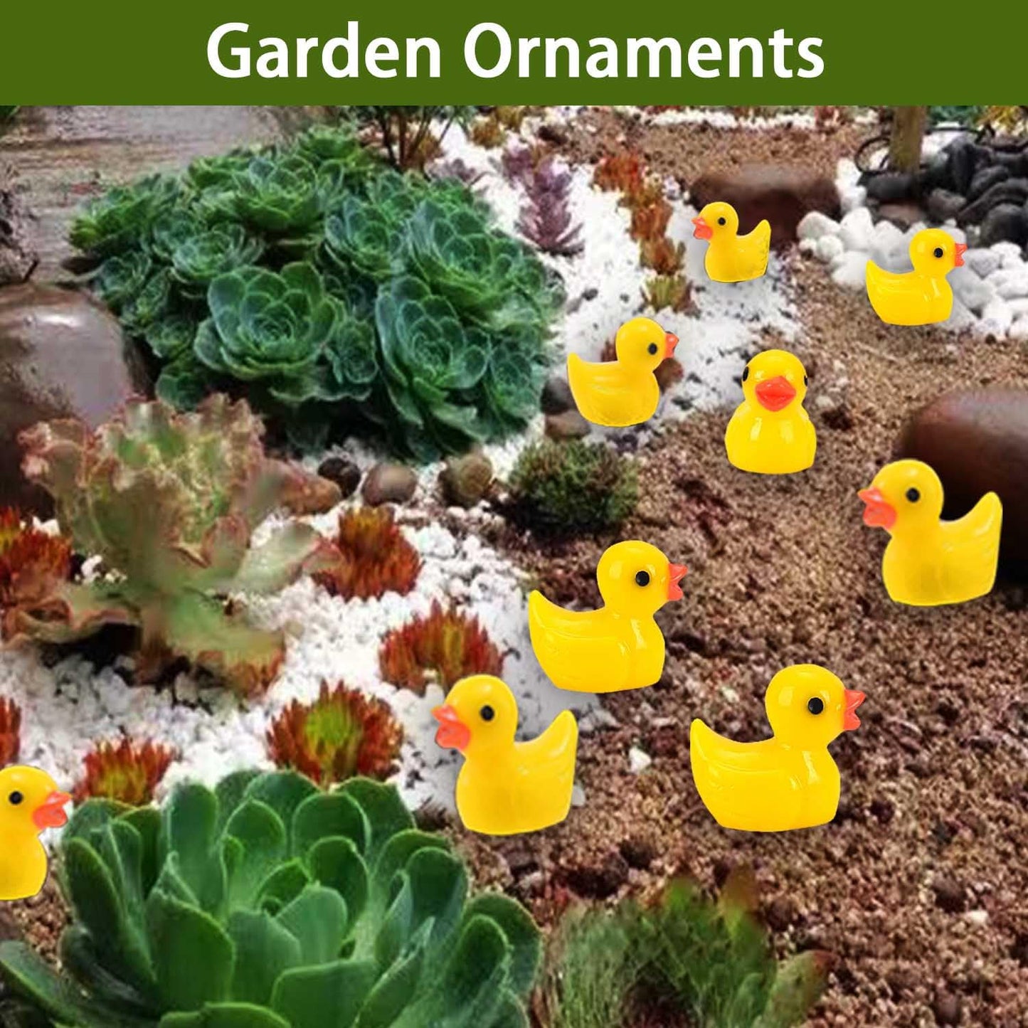 100PCS Mini Resin Ducks, Realistic Shape Tiny Ducks Cute Miniature Toy Baby Bath Time Toys Mini Rubber Ducks Ornaments for Aquariums, Dollhouses, Potted Plants, Garden Landscapes Decoration 100Pcs-Yellow