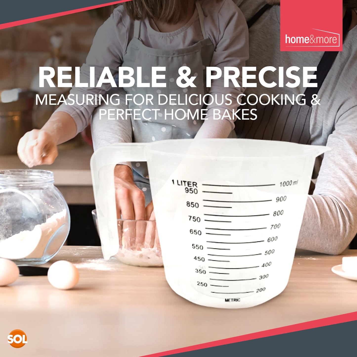 3pk Plastic Measuring Jugs 1 Litre | Plastic Measuring Jug for Kitchen & Baking | Plastic Jugs 1 Litre | Plastic Jug with Measuring Scale & Easy Pour | Measuring Jugs Plastic