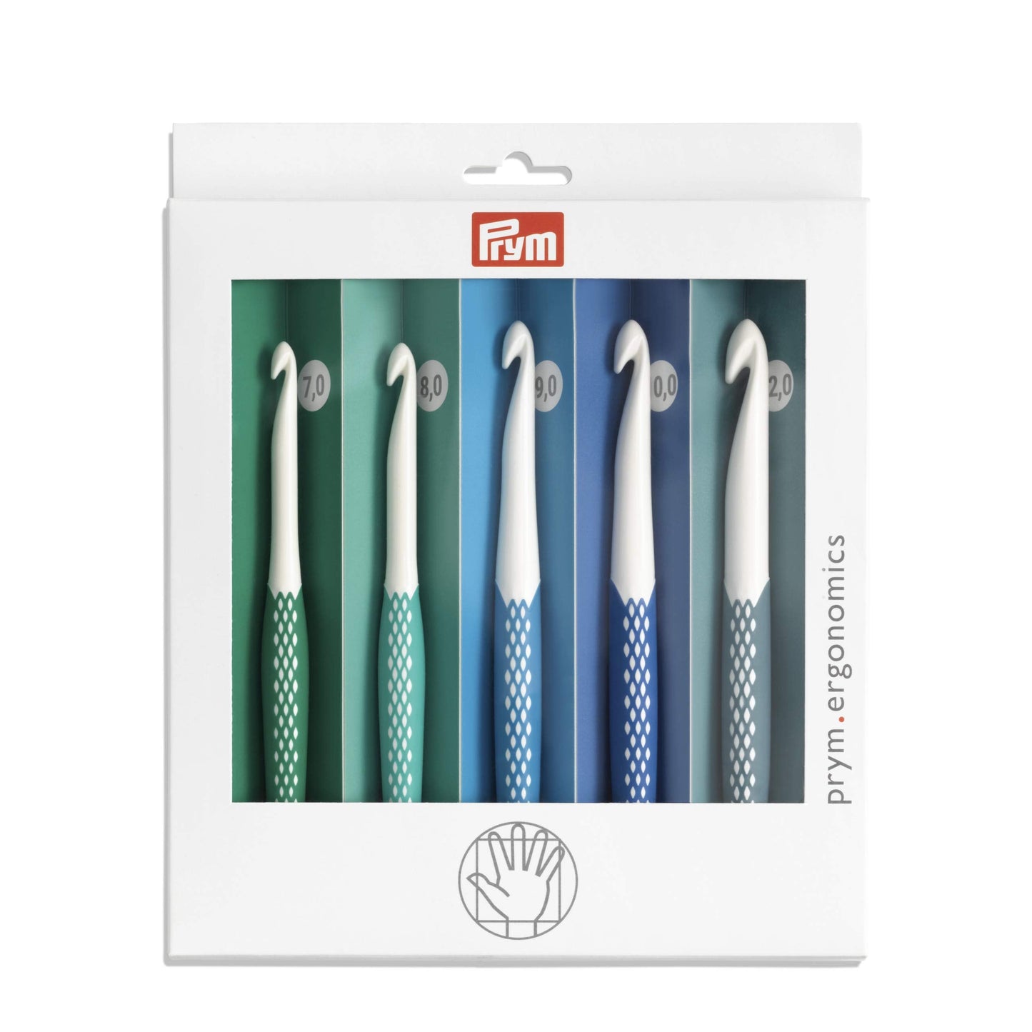 218441-1 Prym Crochet Hook for Wool Ergonomics Set 7.00 - 12.00 mm x 1 Set,White 12mm