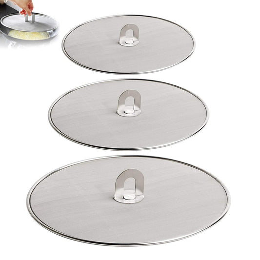 3 Pieces Mesh Splatter Screen Splash Guard Stainless Steel Splatter Shield Guard Oil Splatter Cover Protector Pot Lid Cover Grease Splatter Guard Frying Pan Oil Proofing Lids 33cm 29cm 25cm