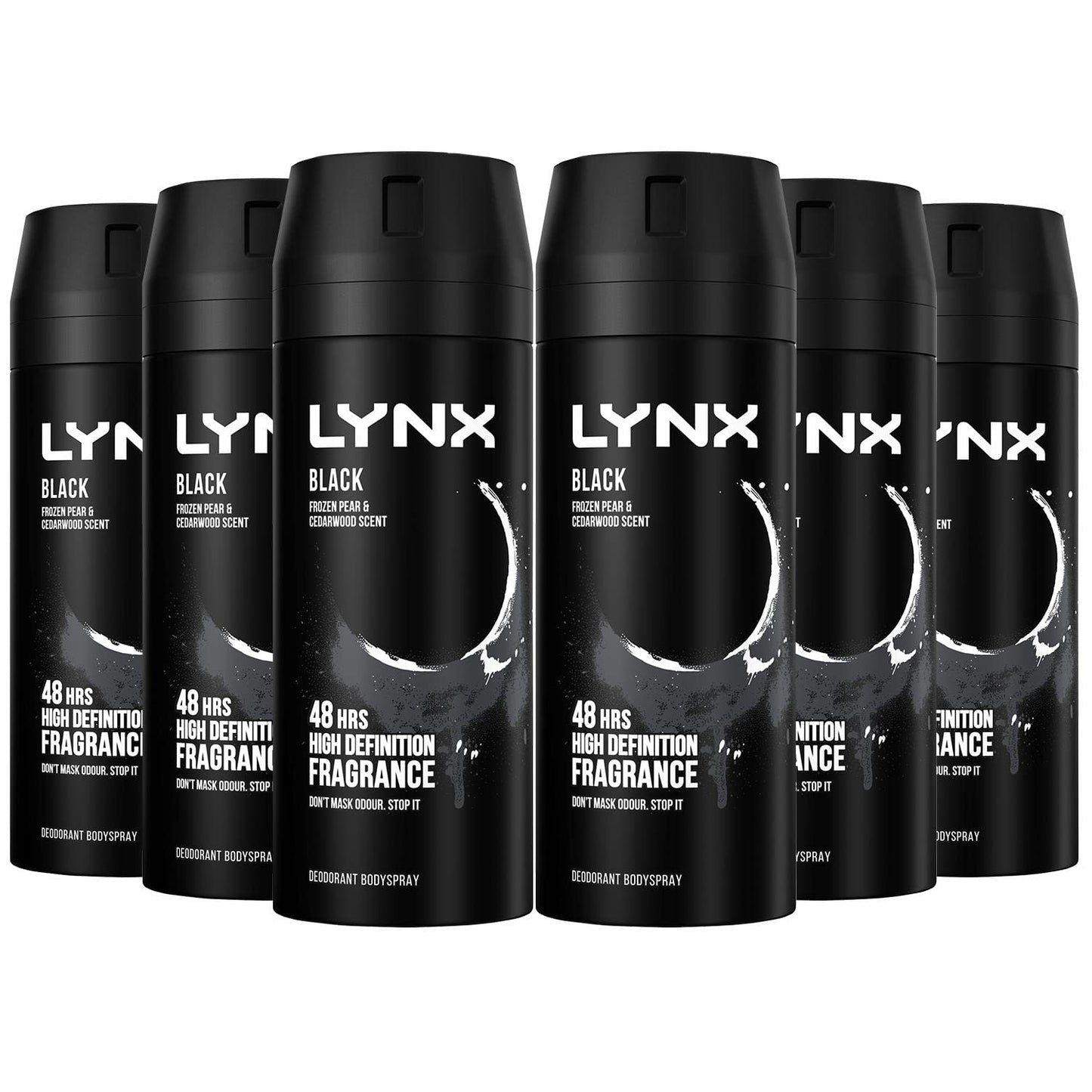 6 X LYNX BODY SPRAY BLACK 150 ml | 6 PACK BUNDLE