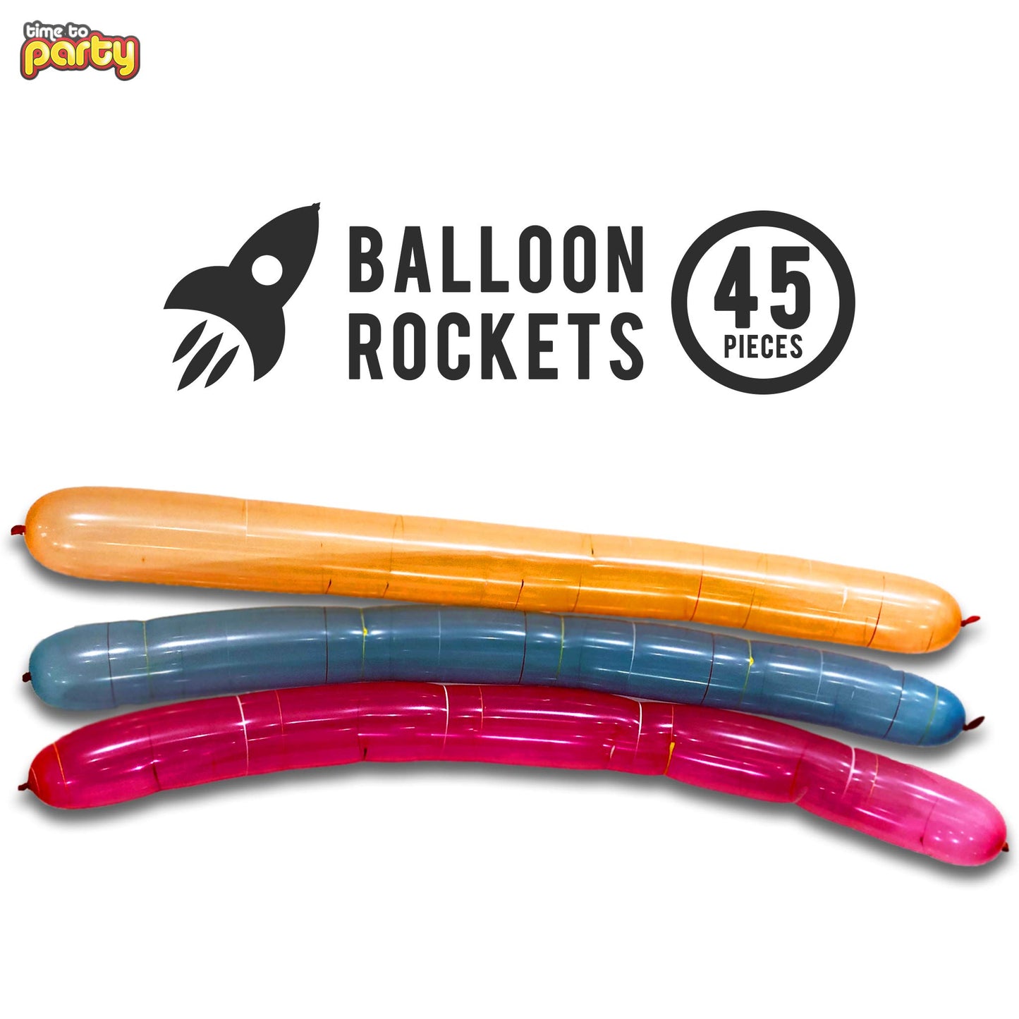 45pk SOL Rocket Balloons Assorted Colours | Flying Balloons | Party Balloons Whistling Balloons Party Bag Fillers for Kids | Noisy Balloons | Screaming Balloons Latex Balloons Loot Bags Favours