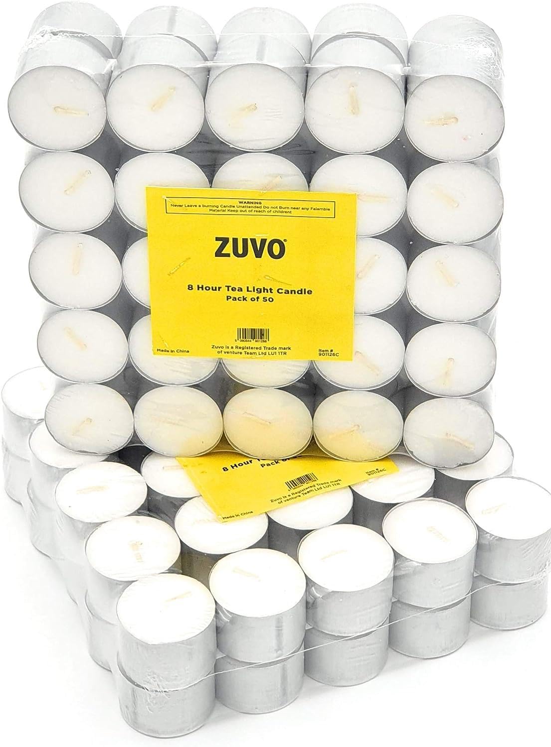 8 Hour Tea Lights Candles (50 Pack) - White Long Lasting Tea Lights - Unscented - 3.8 x 2.3 CM, 8hr 50 Pack Single