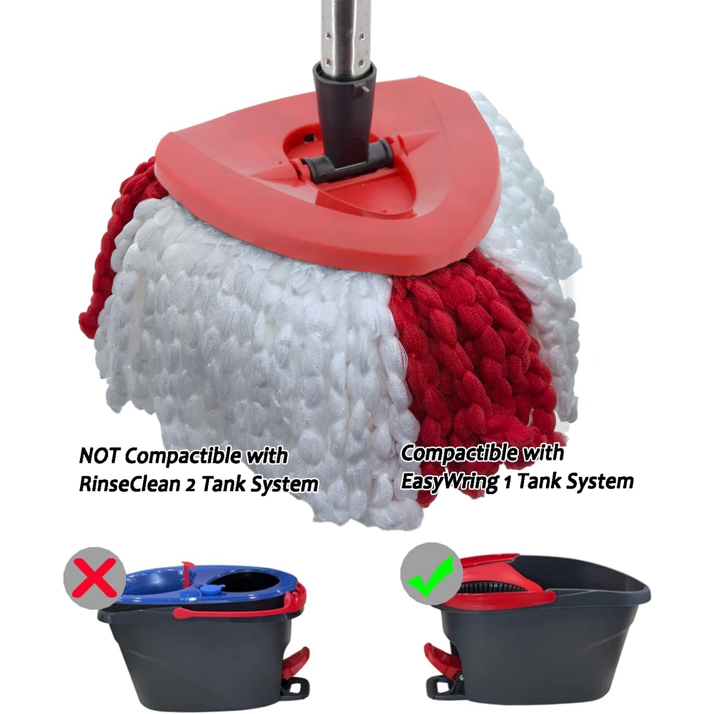 4 Pack Spin Mop Replacement Heads Microfiber Mop Refills Replace Heads Compatible for Vileda Triangle Swivel Mops Includes 2 Extra Microfiber Cleaning Cloths Mop Replacement Heads + Replacement Base