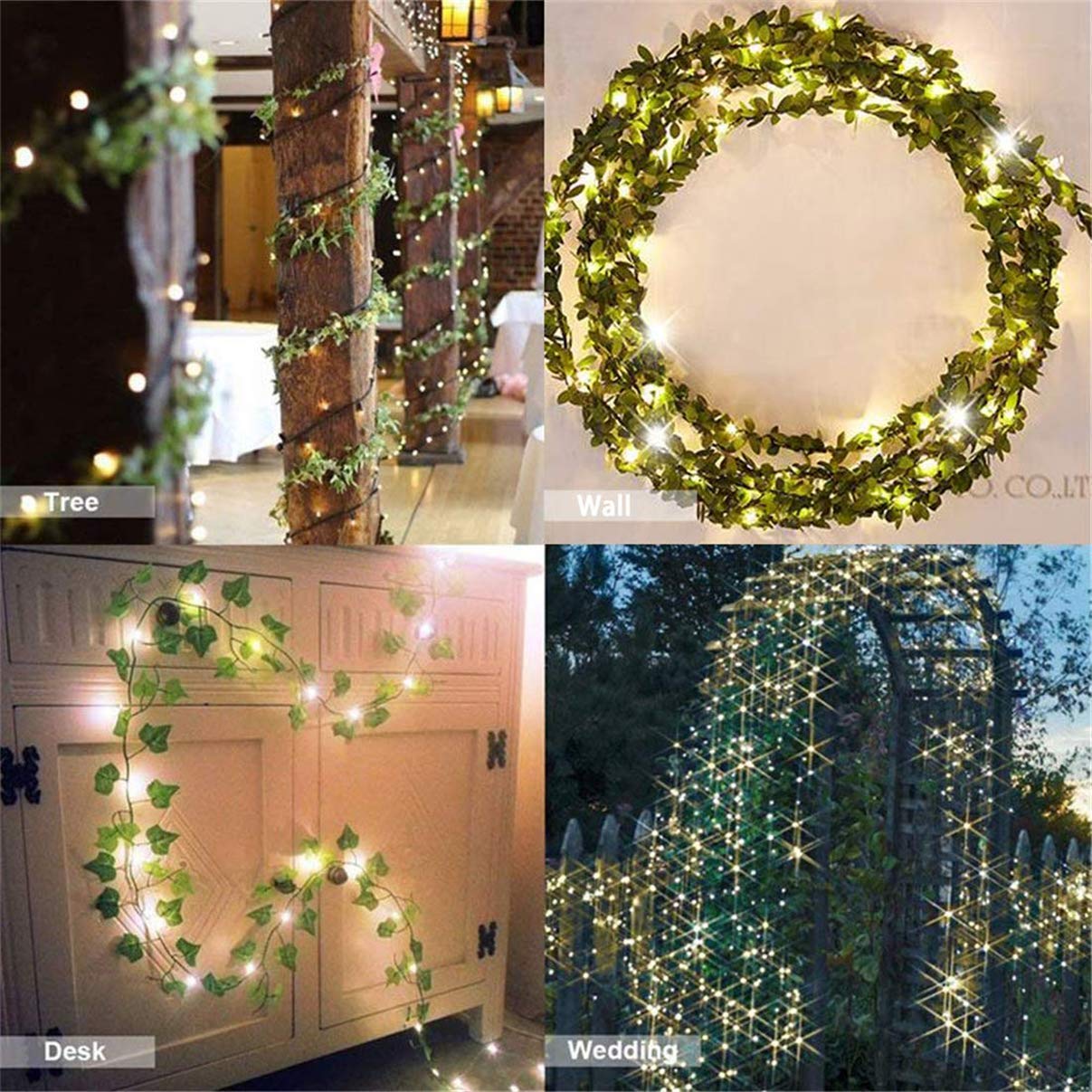 12 Pack 84Ft Artificial Ivy Leaf Garland with 100 LED Fairy String Lights,Fake Green Leaves Hanging Vine Faux Flowers Decoration for Indoor,Outdoor,Kitchen,Garden,Office,Wedding,Wall