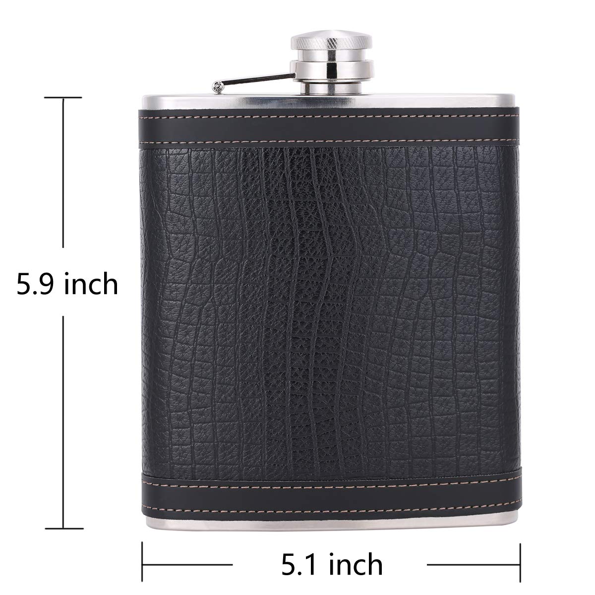 18 oz Black Stainless Steel Large Capacity Whiskey Liquor Flask with Leather Wrapped, TANEAXON D. Black(3) 18 oz